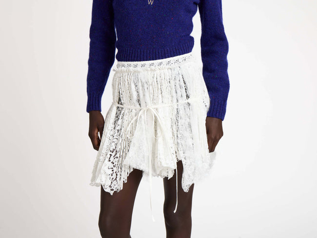 mini curtain skirt white Model Detail 5