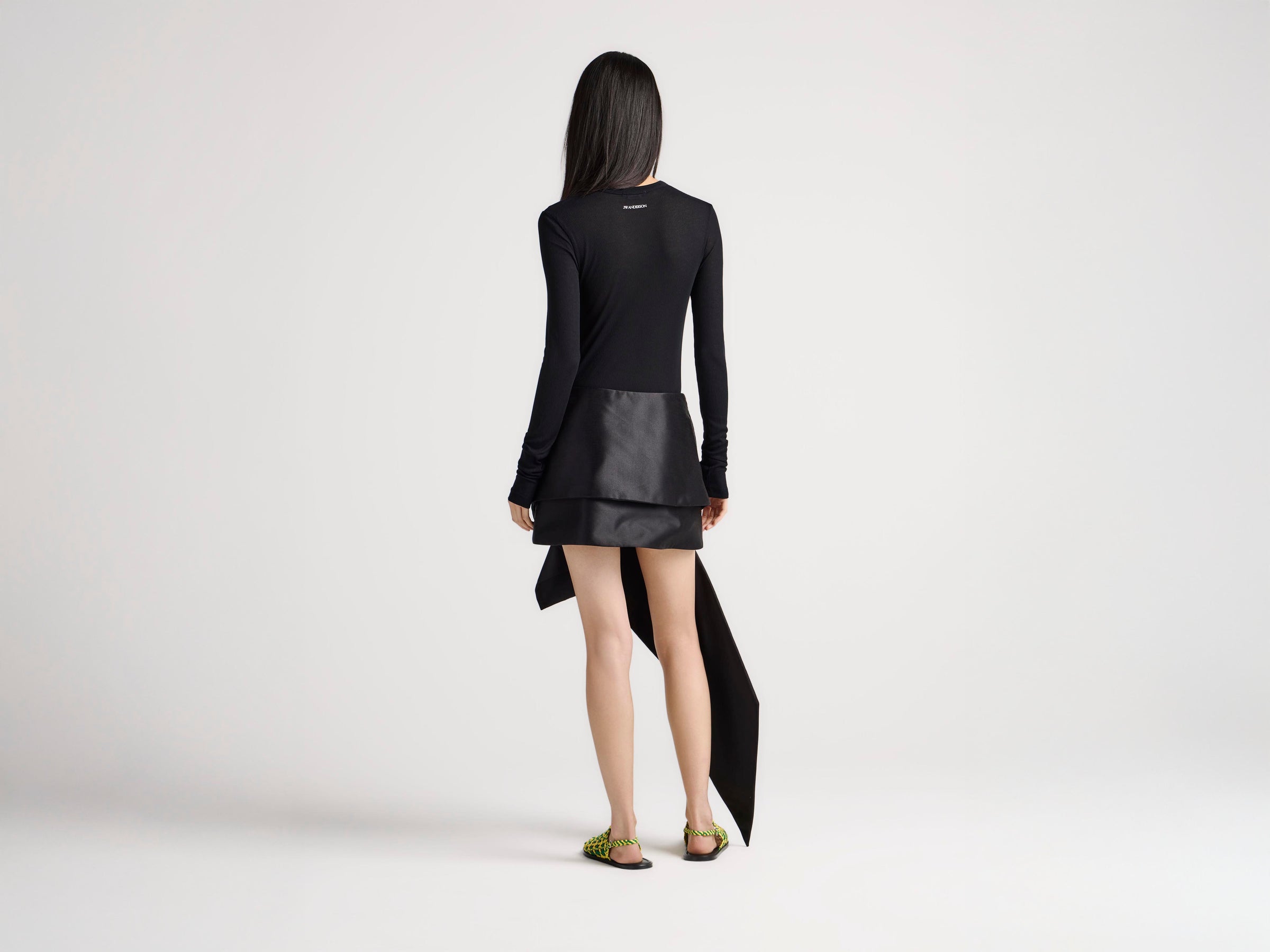 WOMENS CROSS DRAPE MINI SKIRT IN BLACK