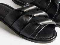 WOMENS CONTRASTING LEATHER COIL SLIDE IN BLACK