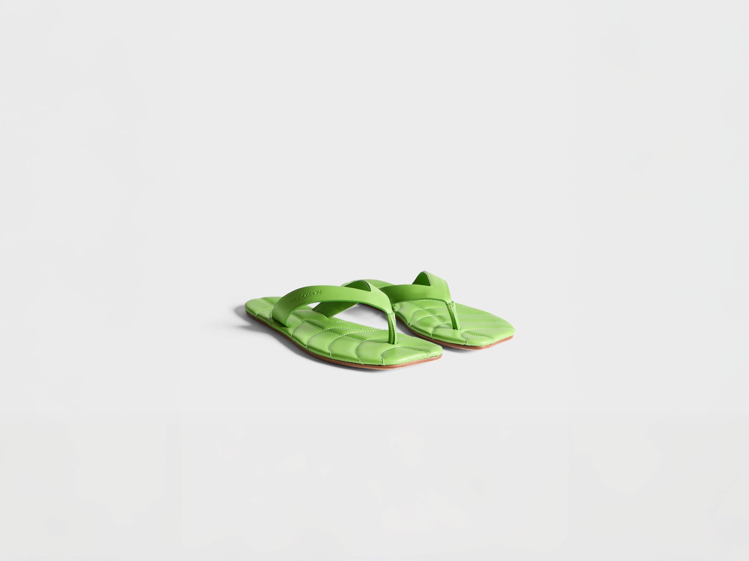WOMENS LEATHER LEAF SLIDES IN LIME