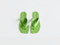 MENS LEATHER LEAF SLIDES IN LIME