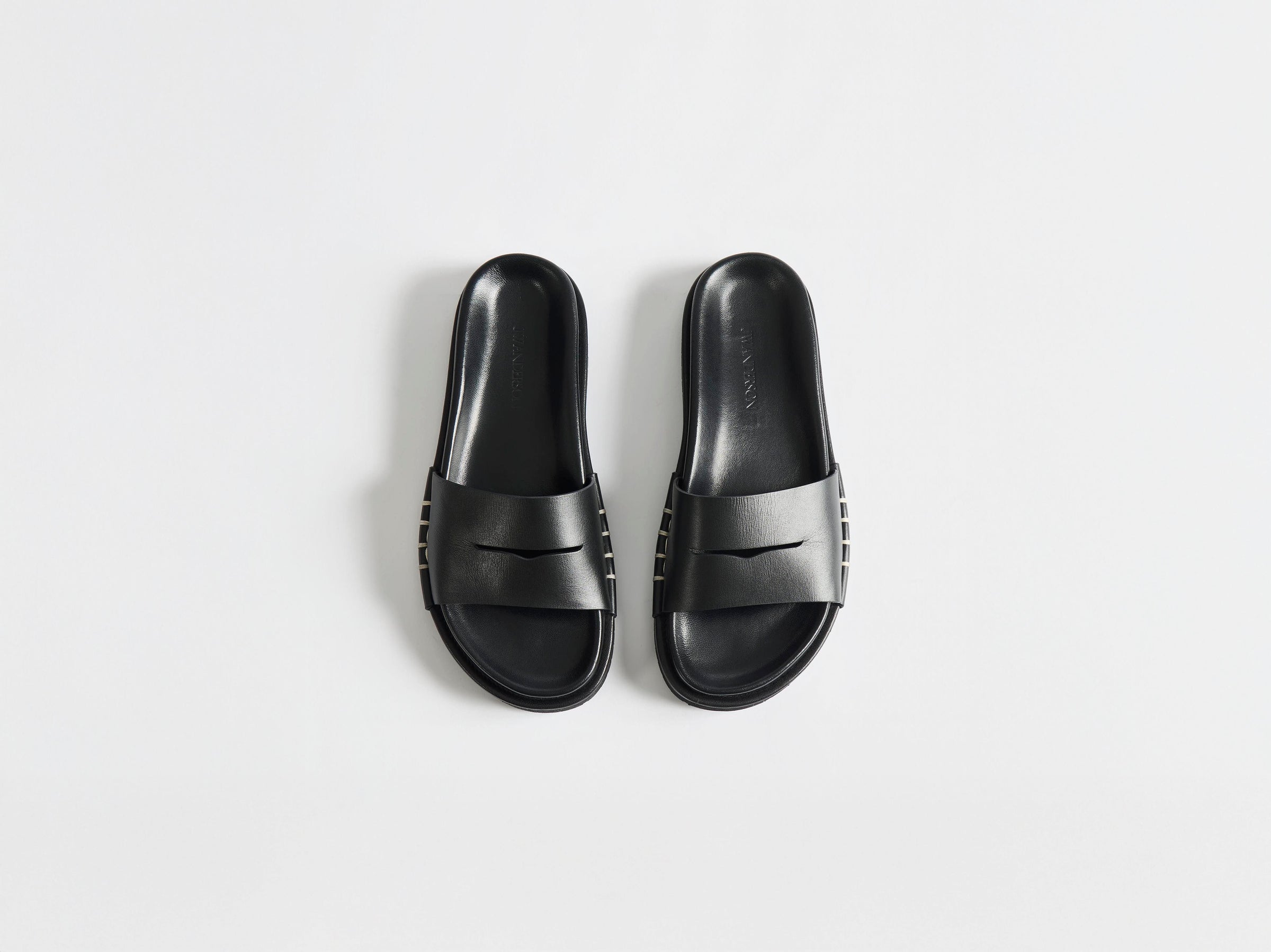 WOMENS FUSSBETT LOAFER LEATHER SLIDES IN BLACK