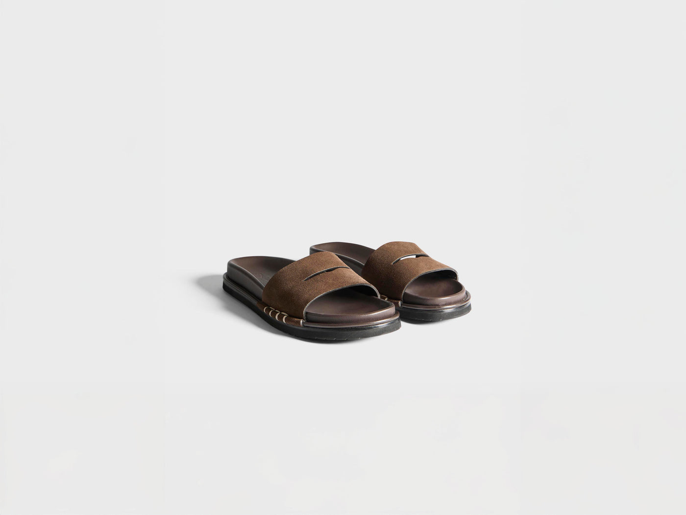 WOMENS FUSSBETT LOAFER SUEDE SLIDES IN BROWN