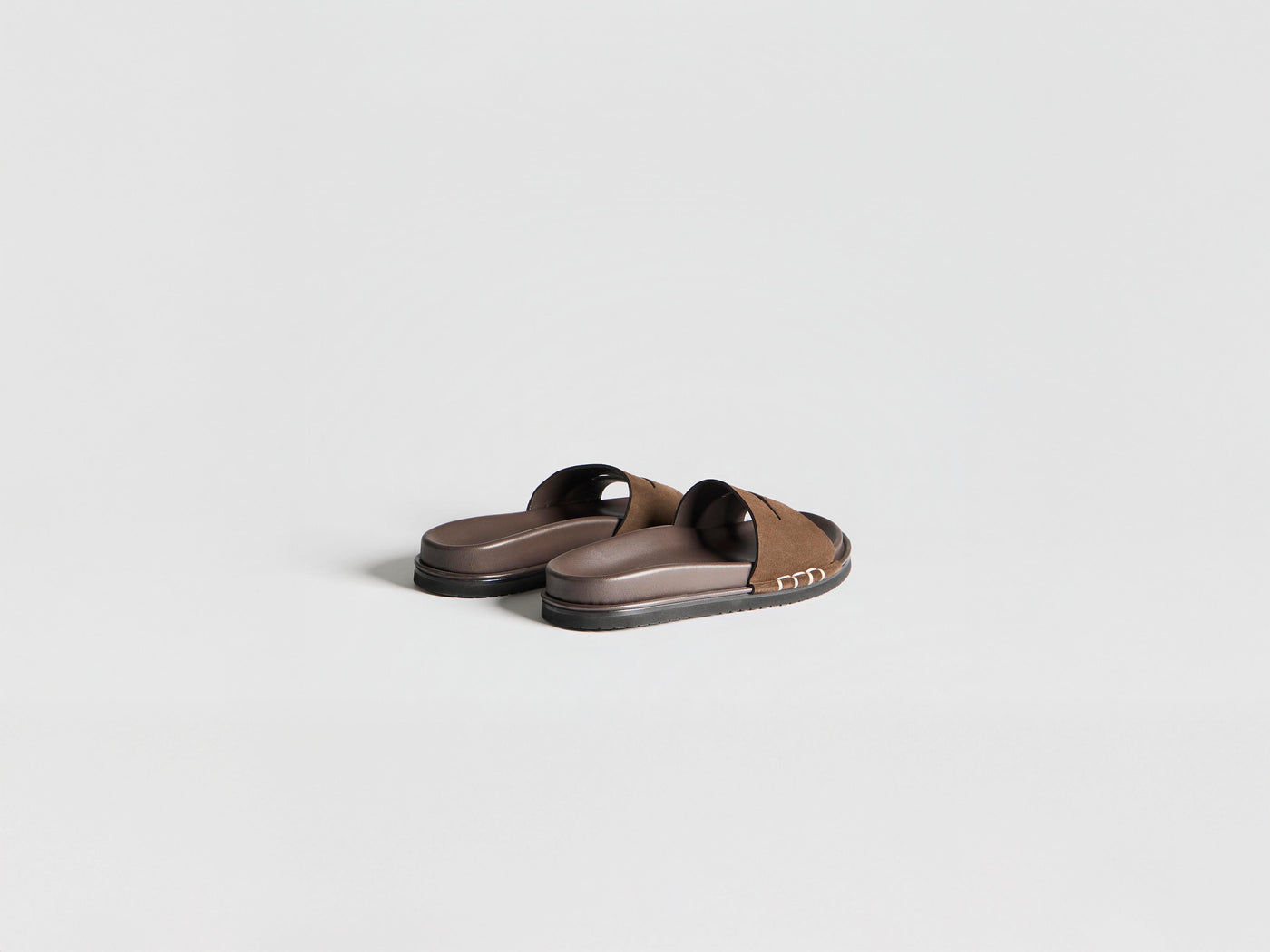 WOMENS FUSSBETT LOAFER SUEDE SLIDES IN BROWN