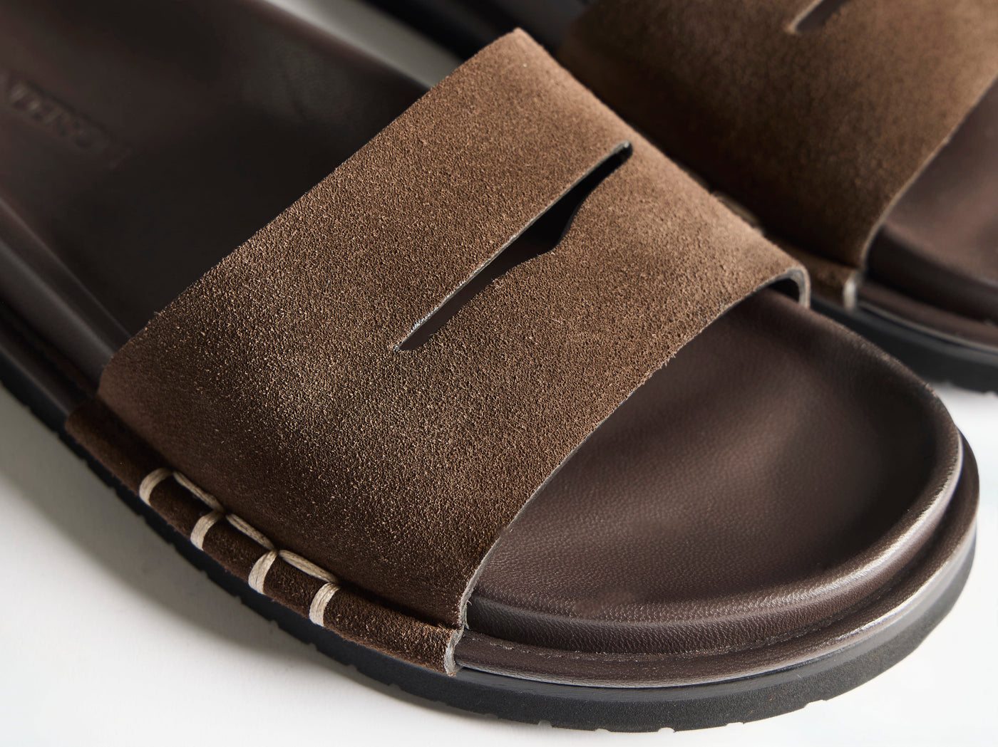 WOMENS FUSSBETT LOAFER SUEDE SLIDES IN BROWN