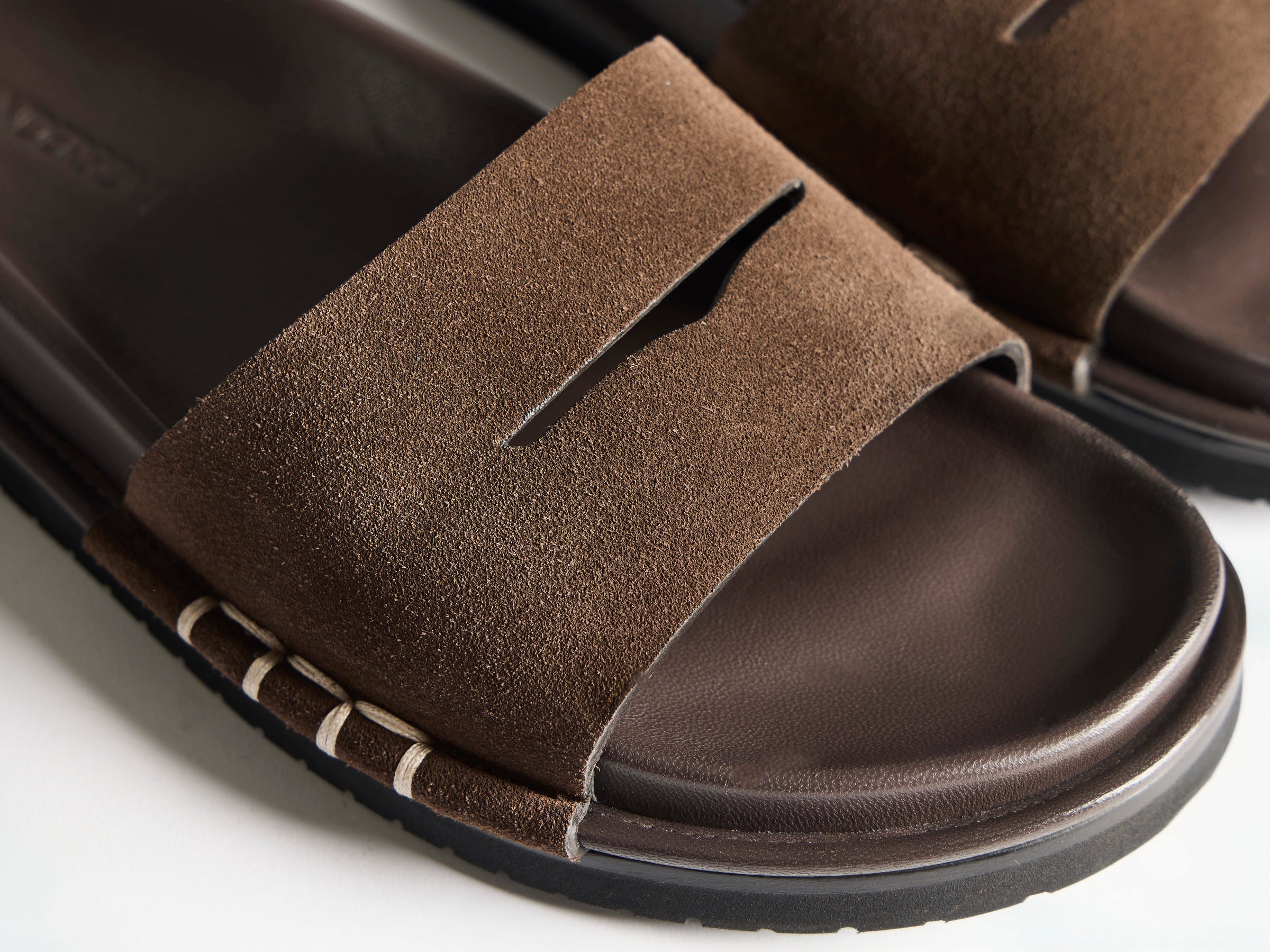 WOMENS FUSSBETT LOAFER SUEDE SLIDES IN BROWN