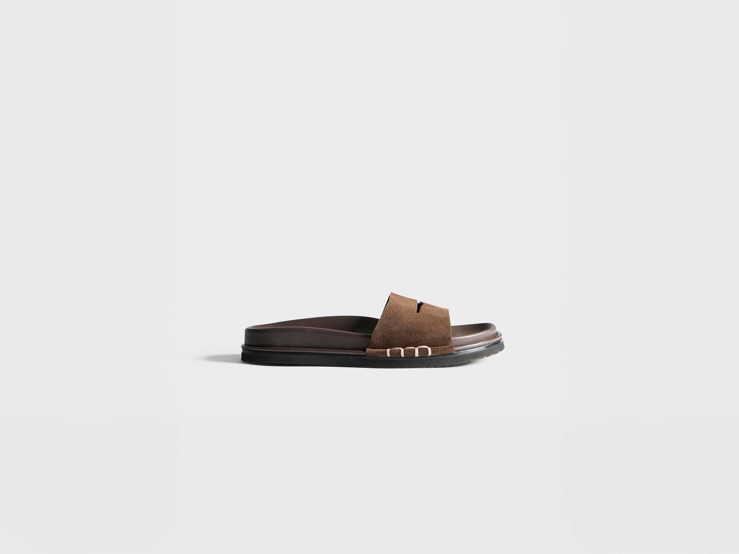 WOMENS FUSSBETT LOAFER SUEDE SLIDES IN BROWN