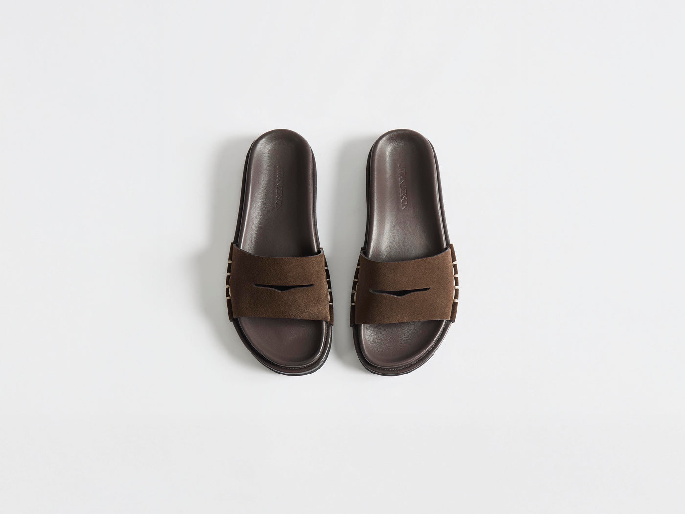 WOMENS FUSSBETT LOAFER SUEDE SLIDES IN BROWN