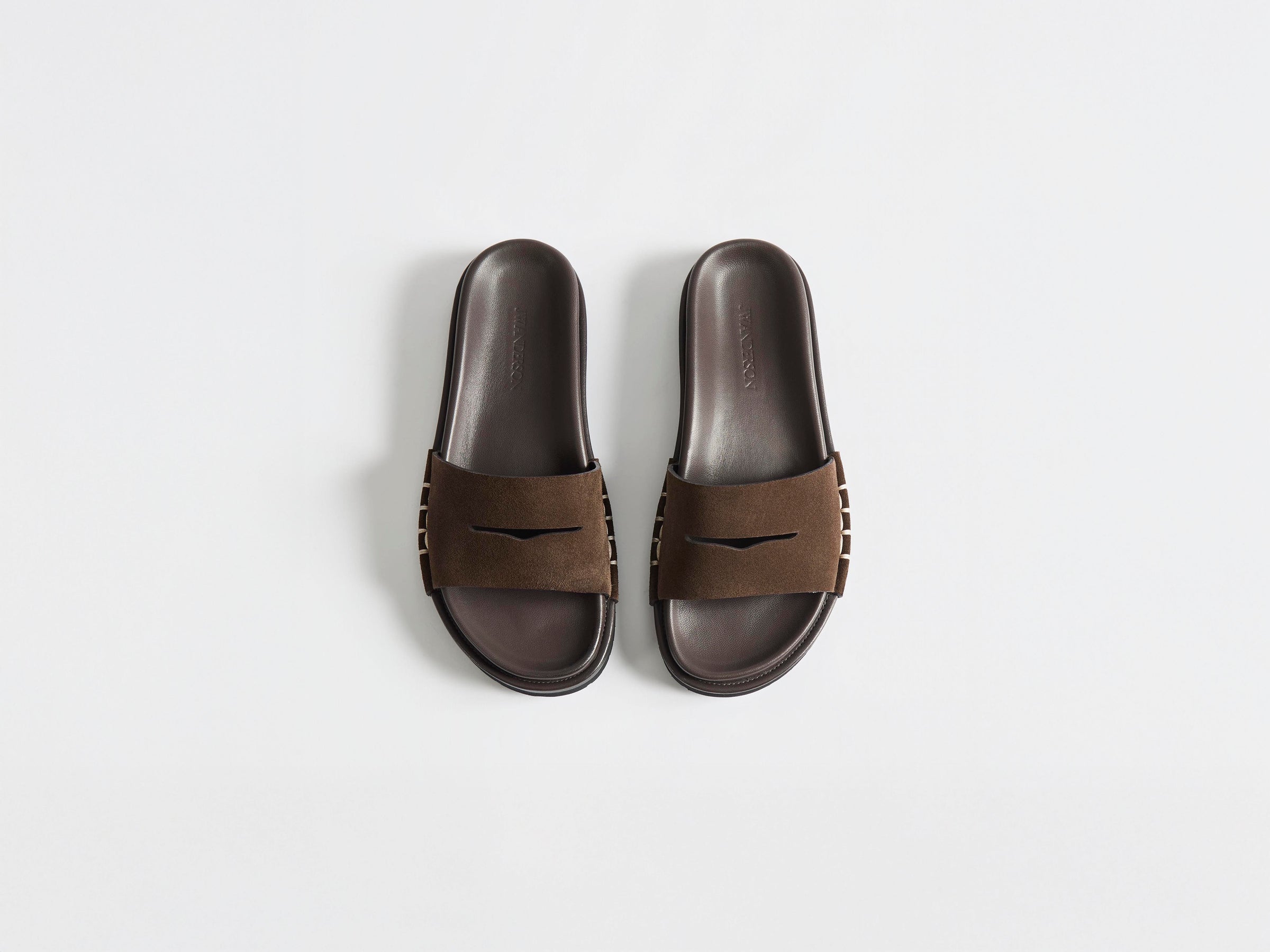 WOMENS FUSSBETT LOAFER SUEDE SLIDES IN BROWN