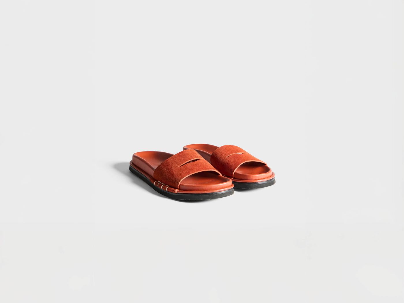 WOMENS FUSSBETT LOAFER SUEDE SLIDES IN RUST