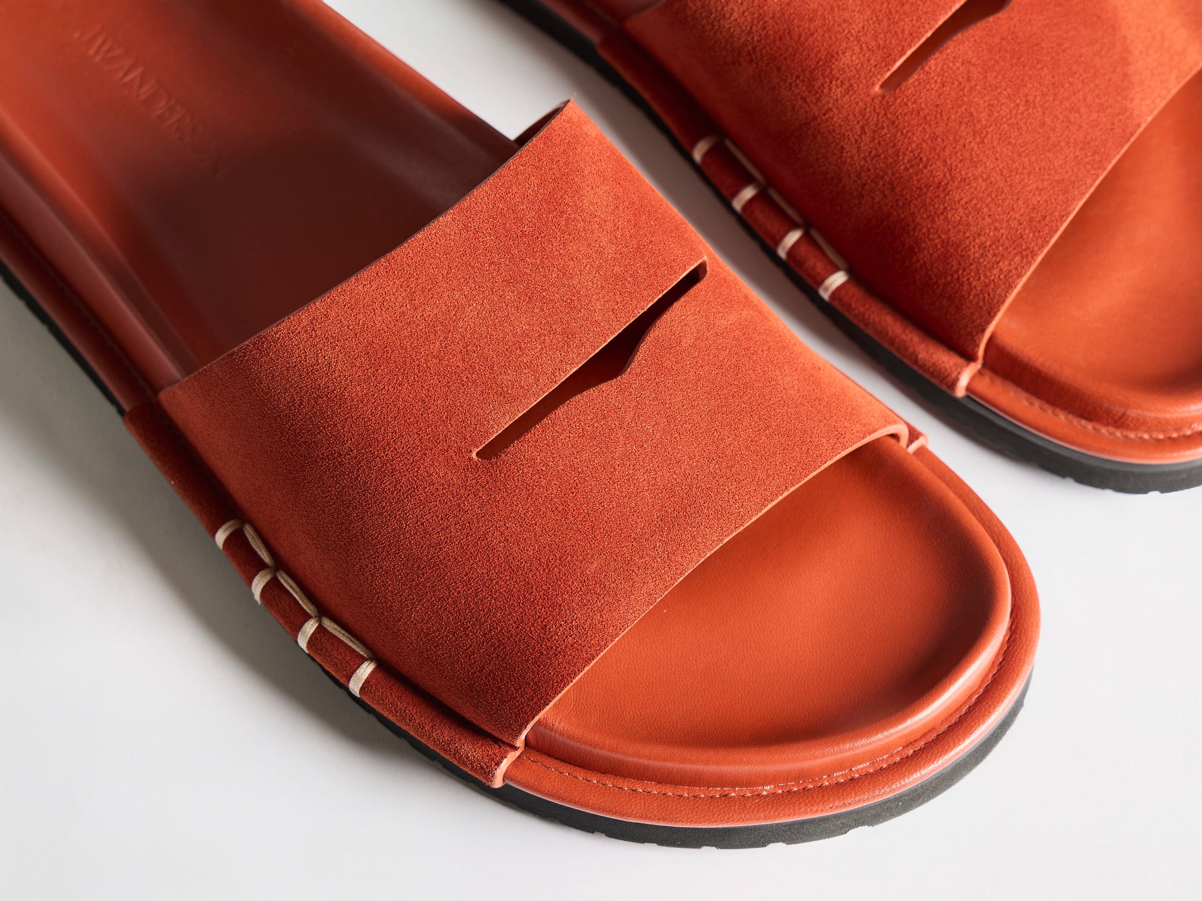 MENS FUSSBETT LOAFER SUEDE SLIDES IN RUST