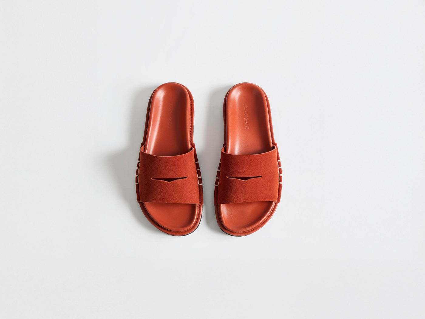 MENS FUSSBETT LOAFER SUEDE SLIDES IN RUST