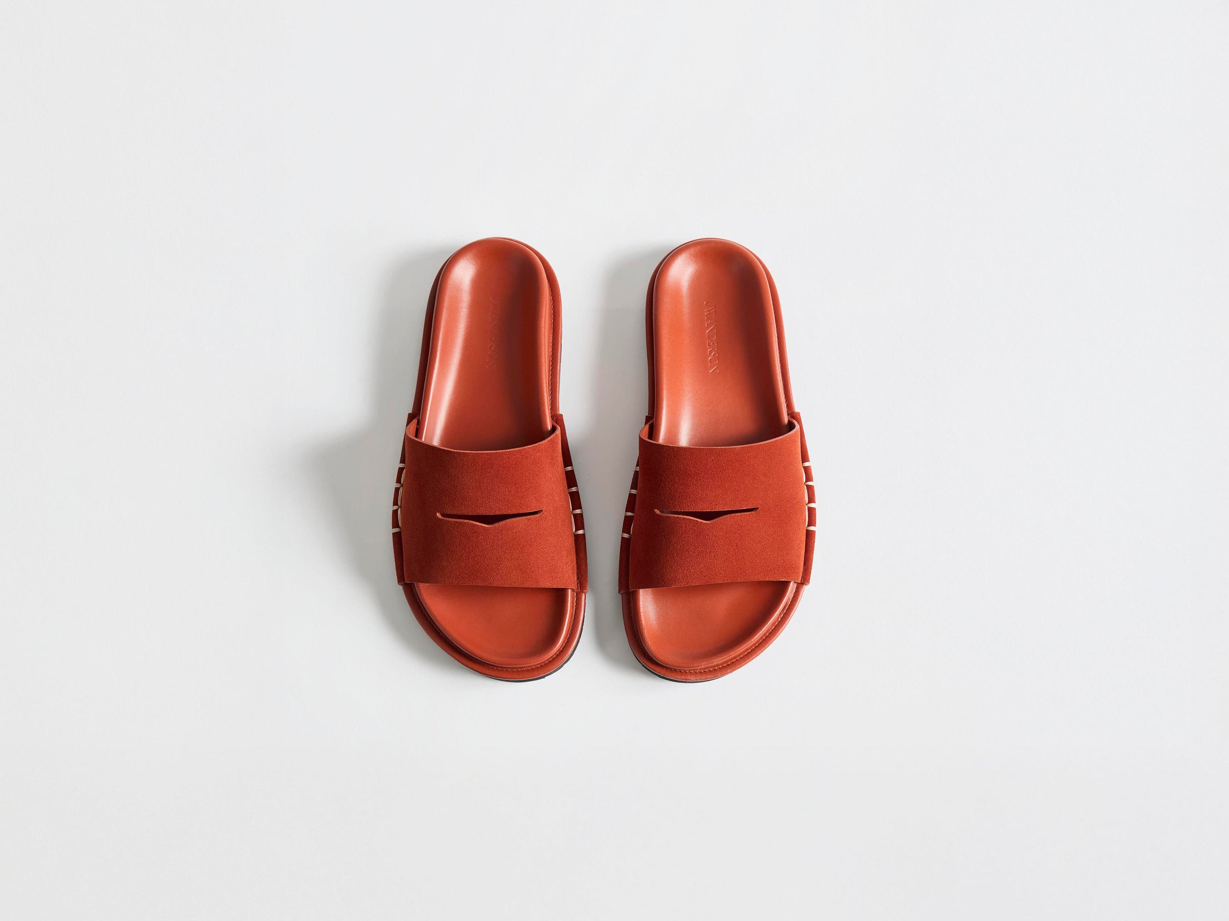 MENS FUSSBETT LOAFER SUEDE SLIDES IN RUST