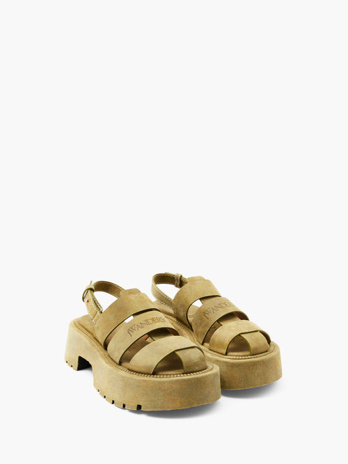 SUEDE PLATFORM FISHERMAN SANDALS