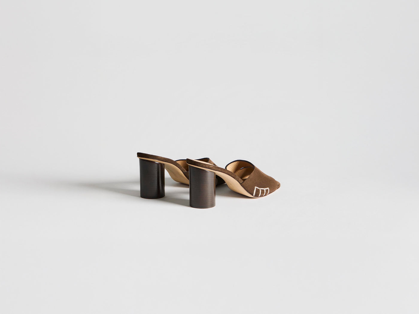 WOMENS LOAFER MULE HEELED SANDAL IN BROWN