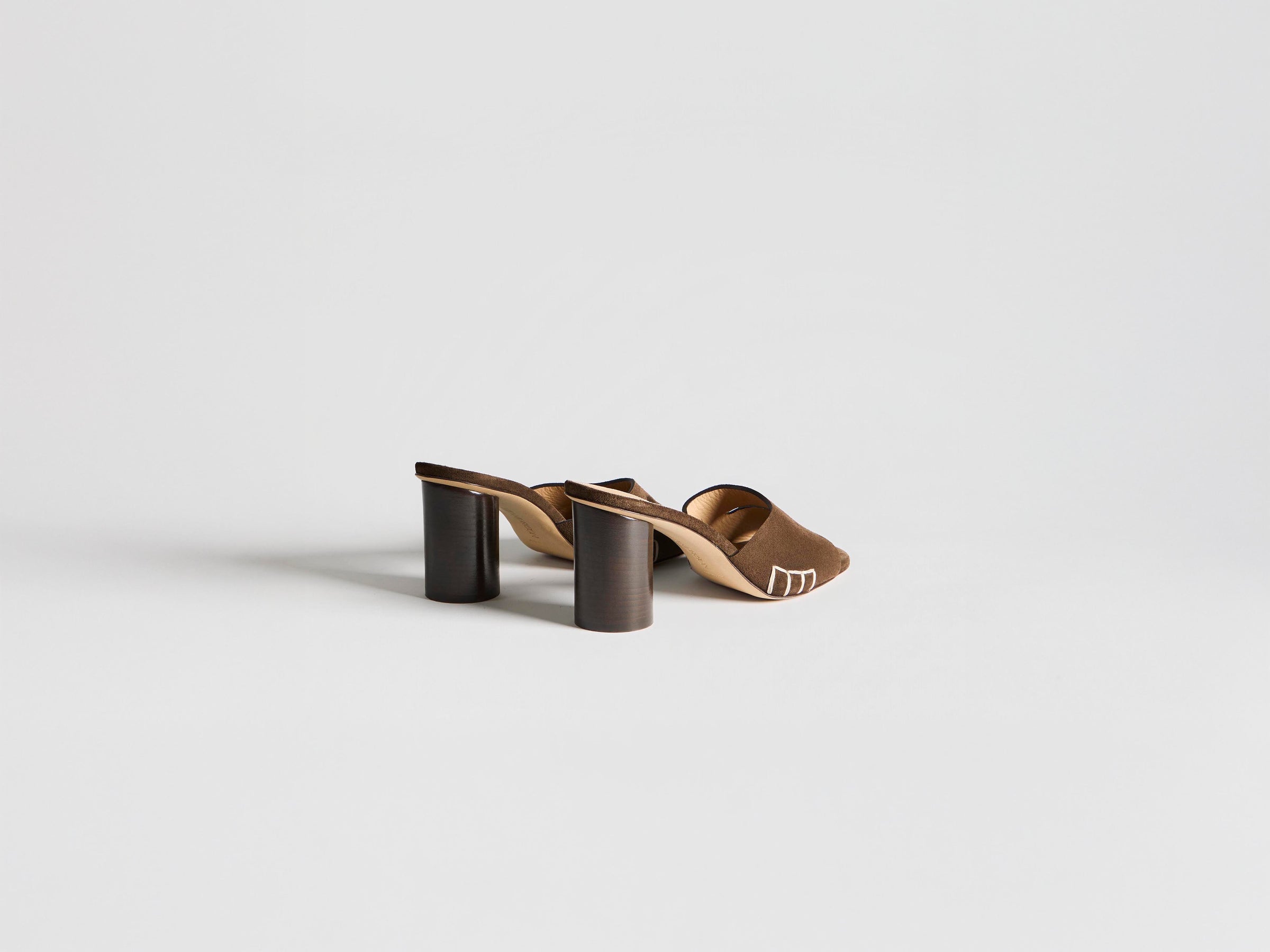 WOMENS LOAFER MULE HEELED SANDAL IN BROWN