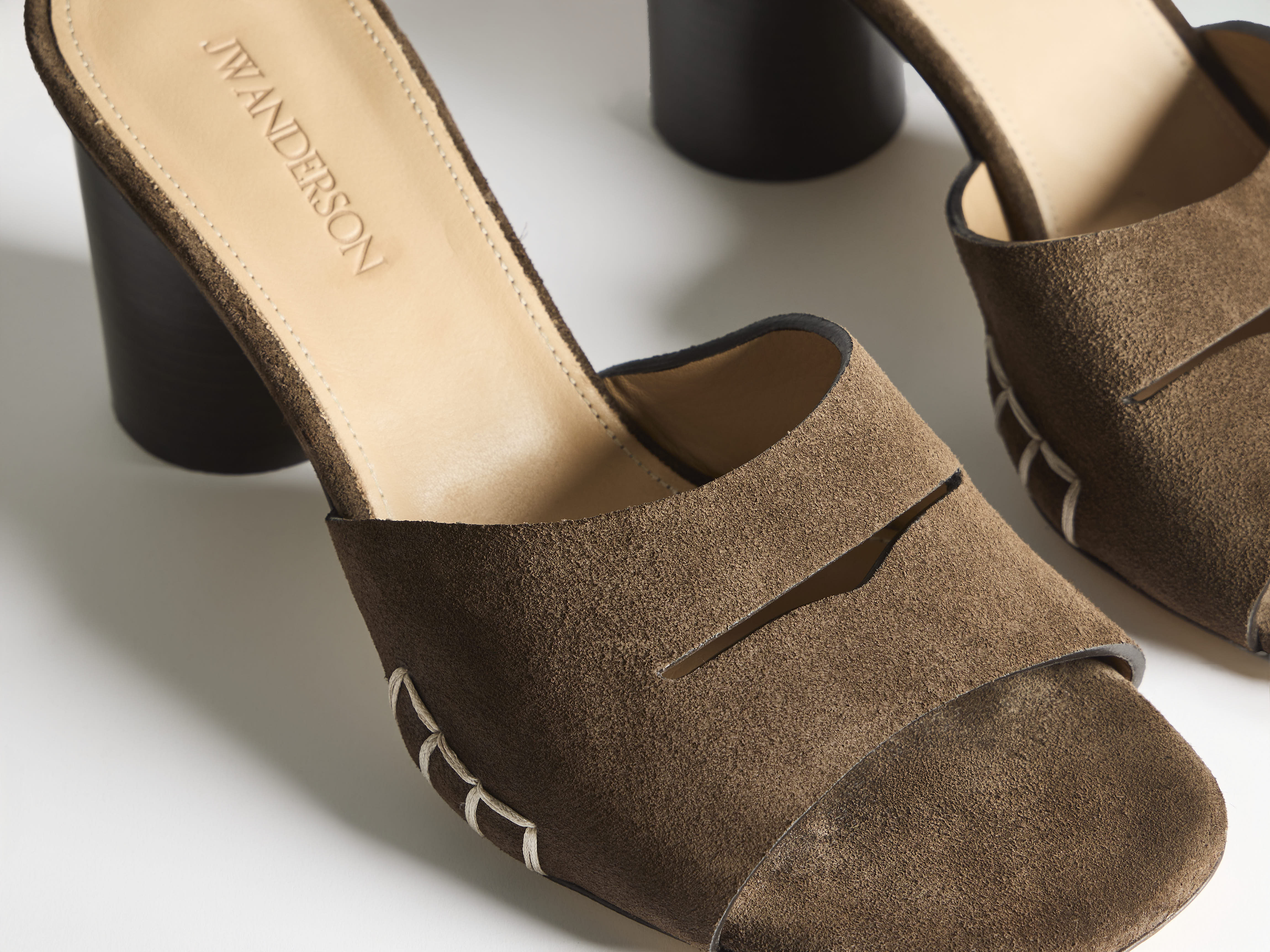JW ANDERSON サンダル/ミュール WOMENS LOAFER MULE HEELED SANDAL IN BROWN in BROWN