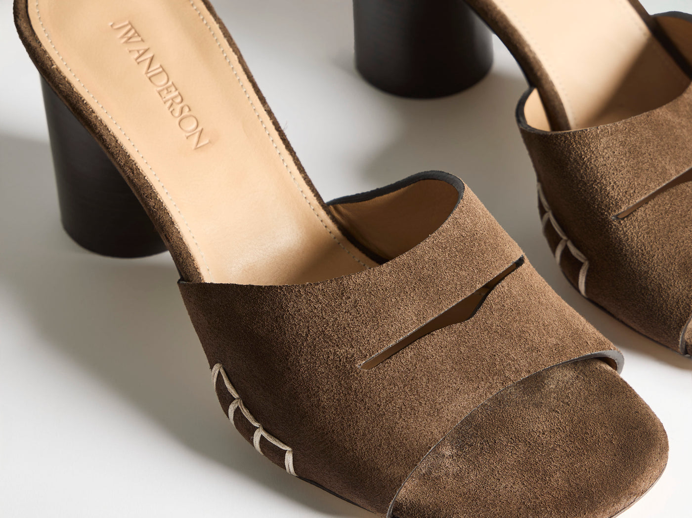 WOMENS LOAFER MULE HEELED SANDAL IN BROWN