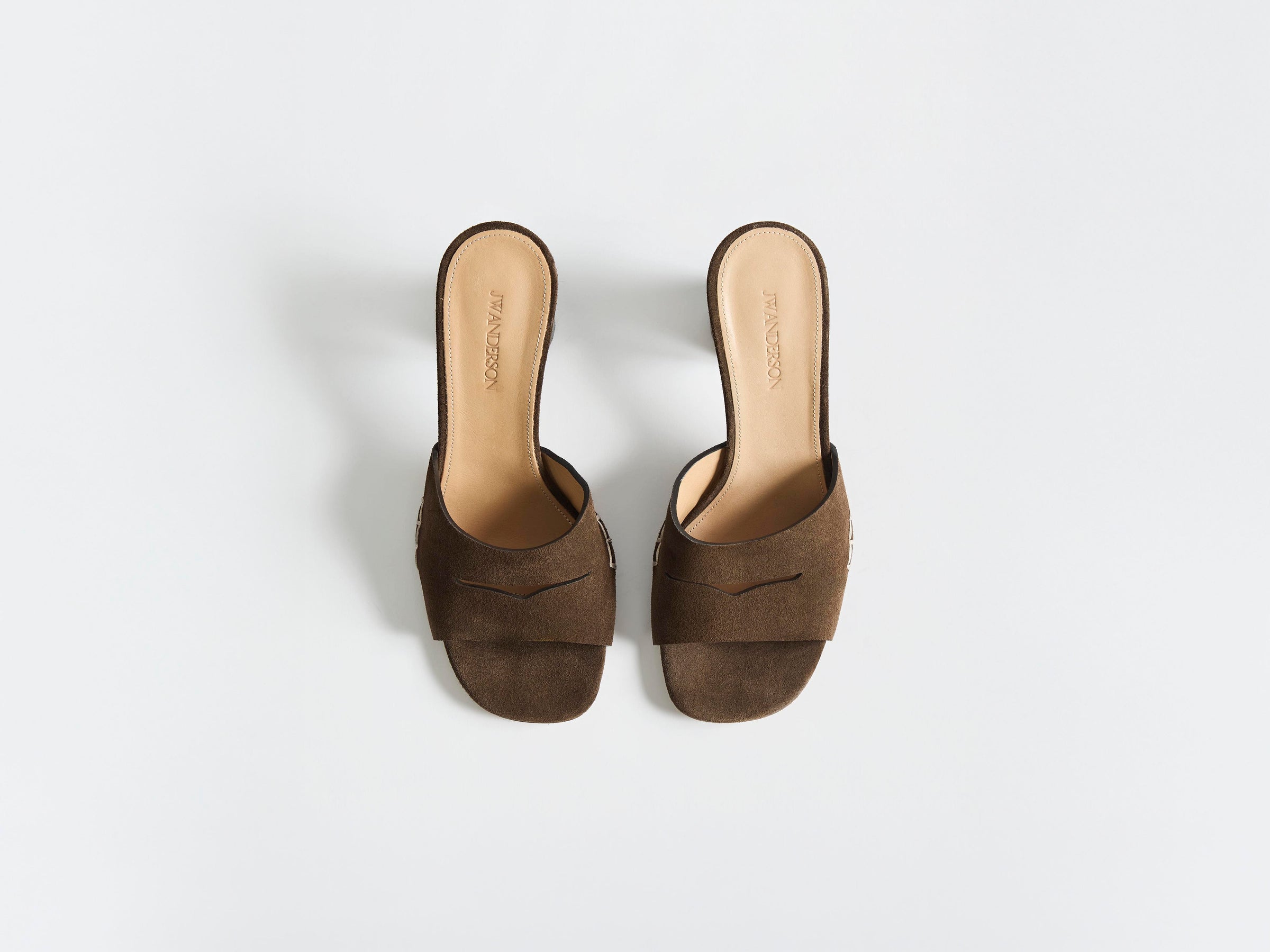 WOMENS LOAFER MULE HEELED SANDAL IN BROWN