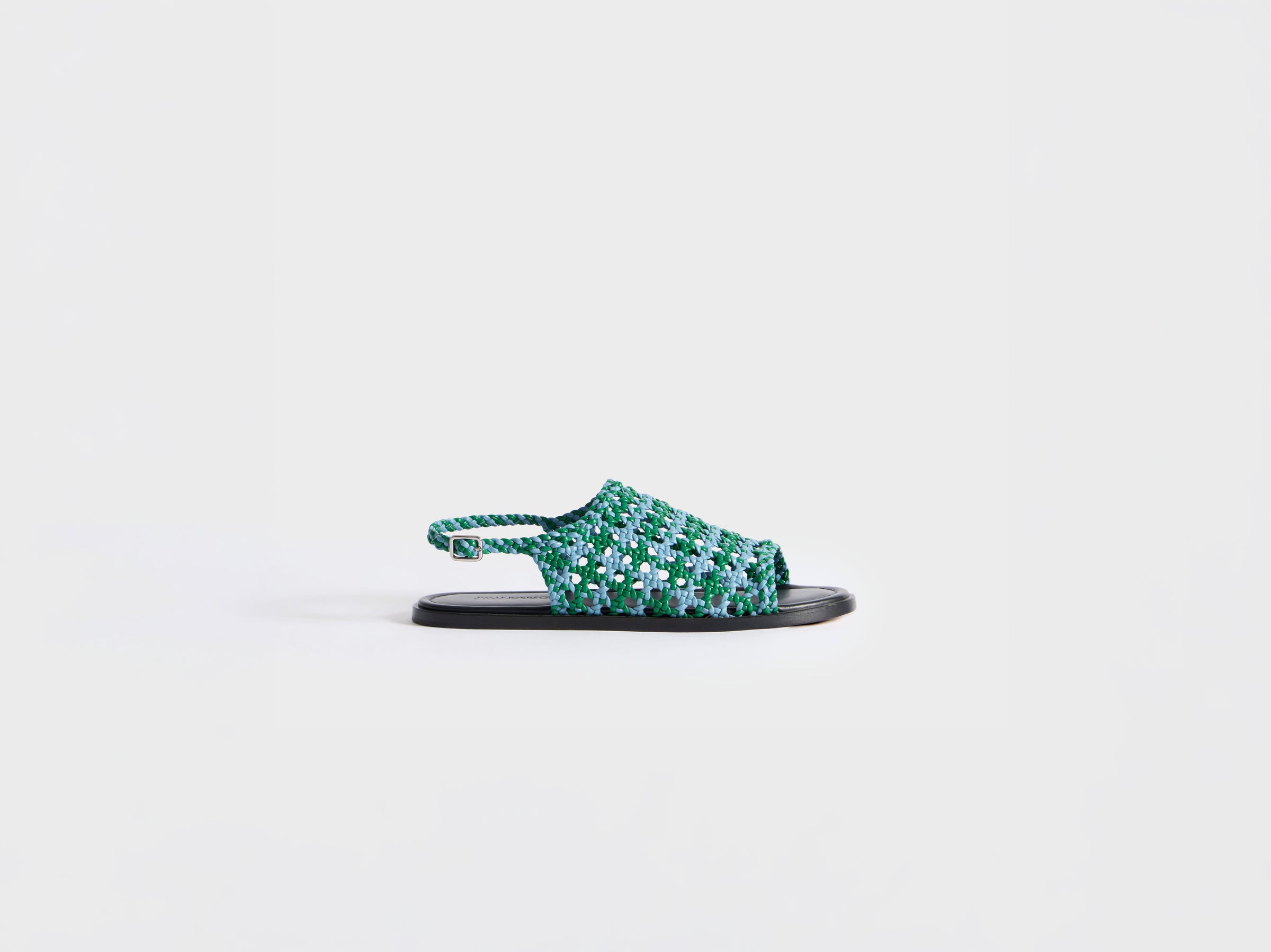 WOMENS WOVEN LEATHER SANDAL IN BLUE & GREEN