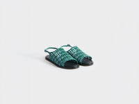 WOMENS WOVEN LEATHER SANDAL IN BLUE & GREEN