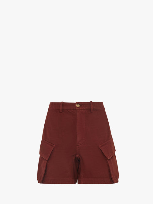 HIGH-WAISTED CARGO TWILL SHORTS