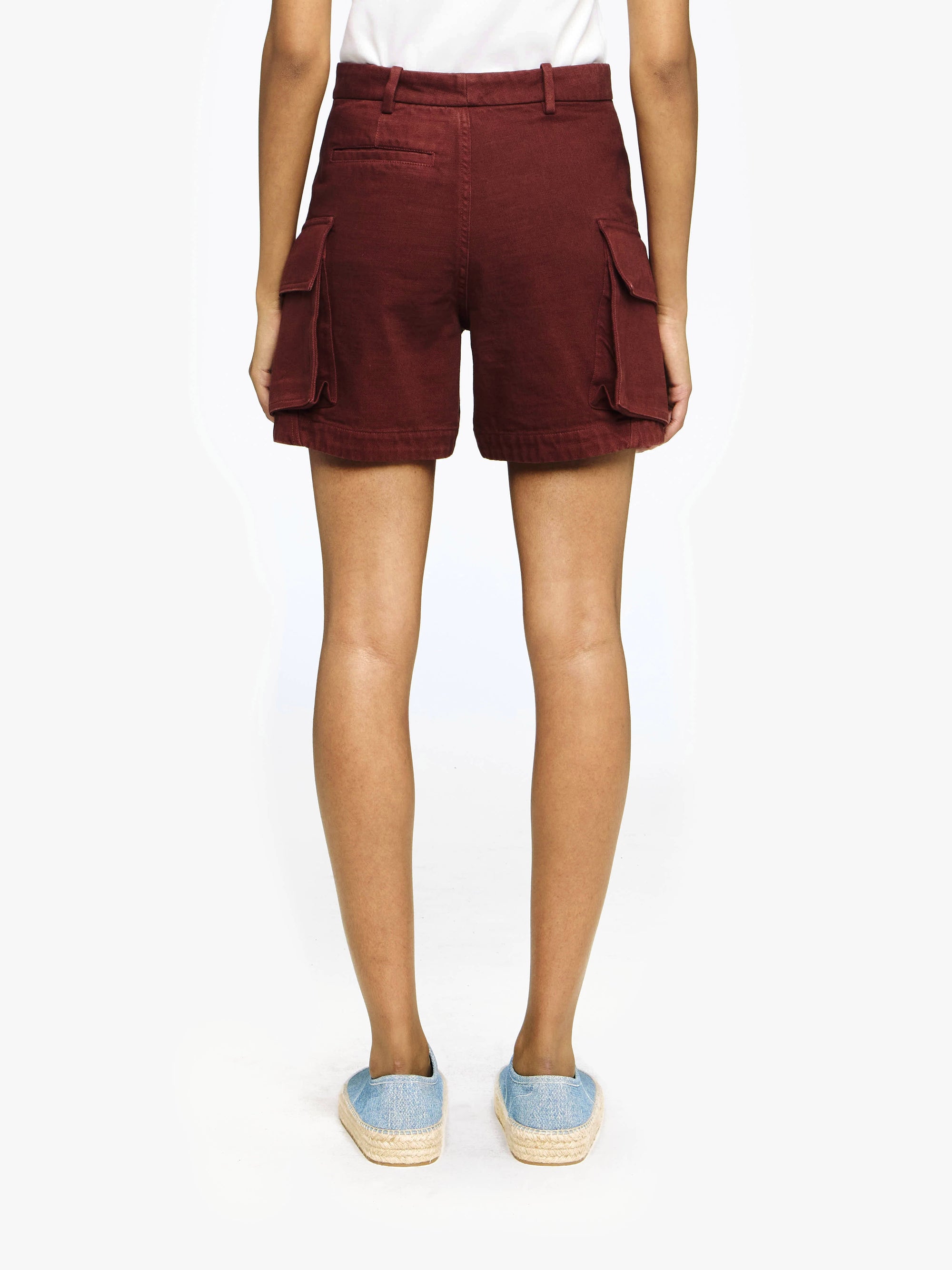 HIGH-WAISTED CARGO TWILL SHORTS