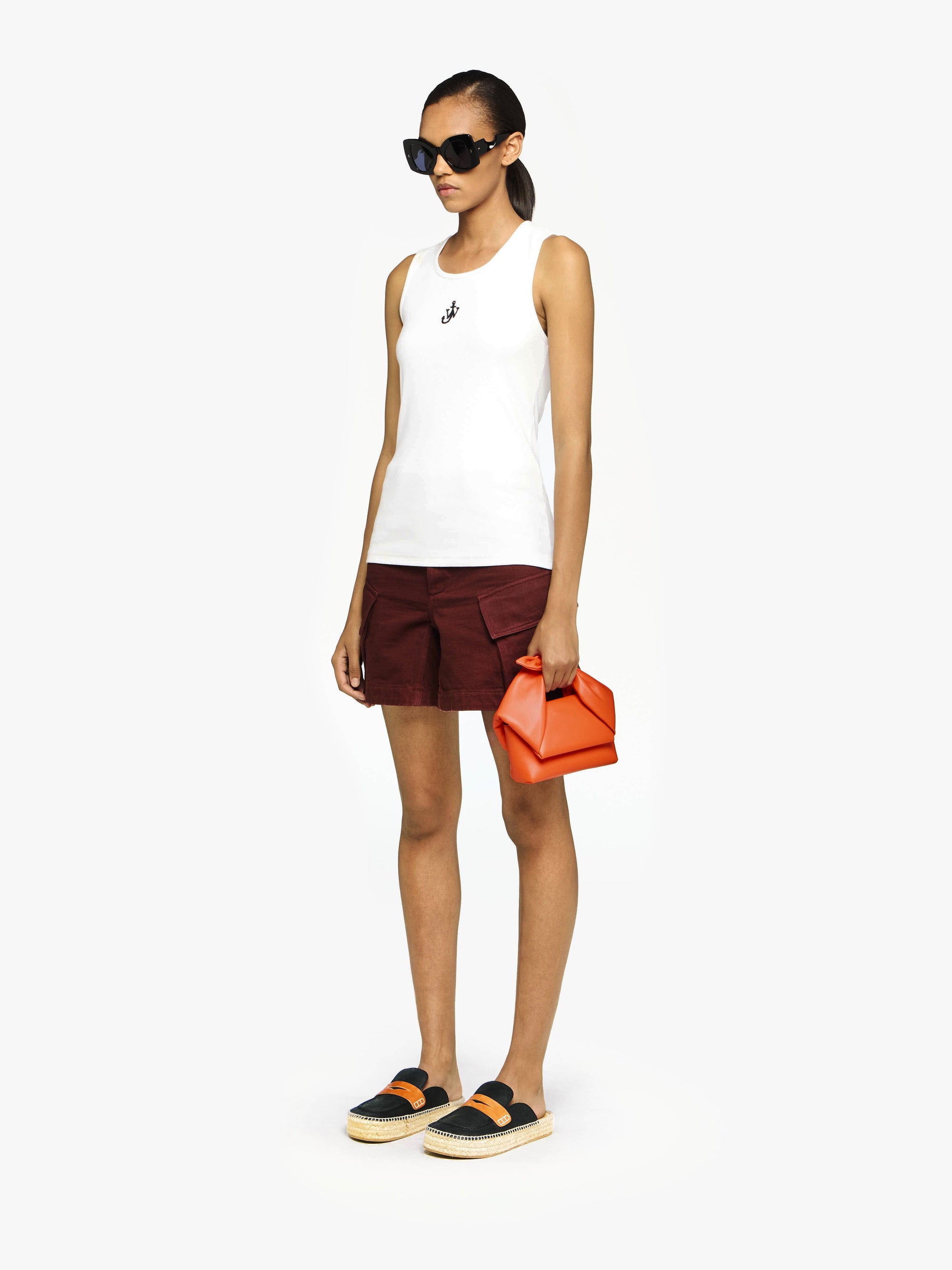 HIGH-WAISTED CARGO TWILL SHORTS