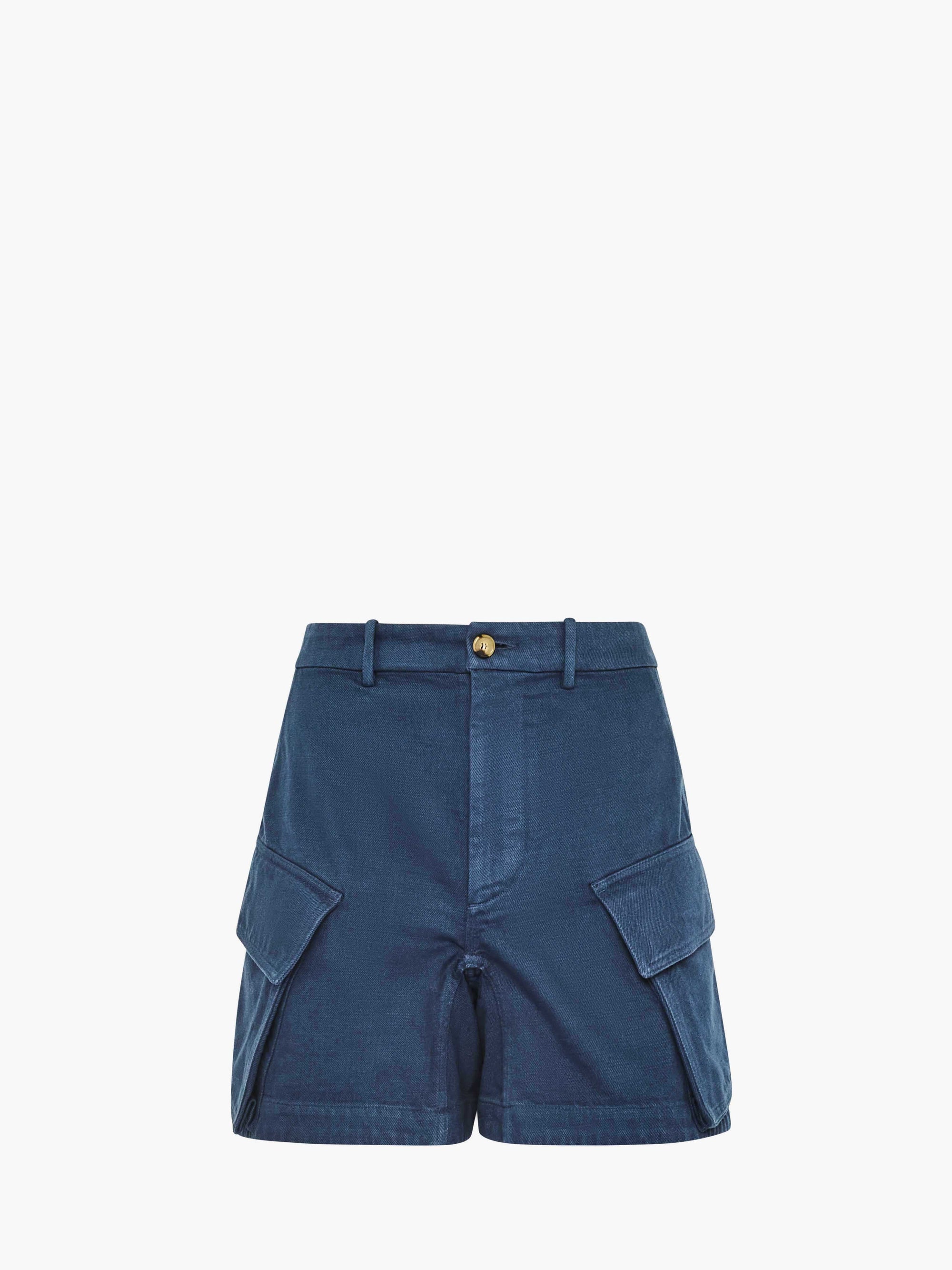 HIGH-WAISTED CARGO TWILL SHORTS