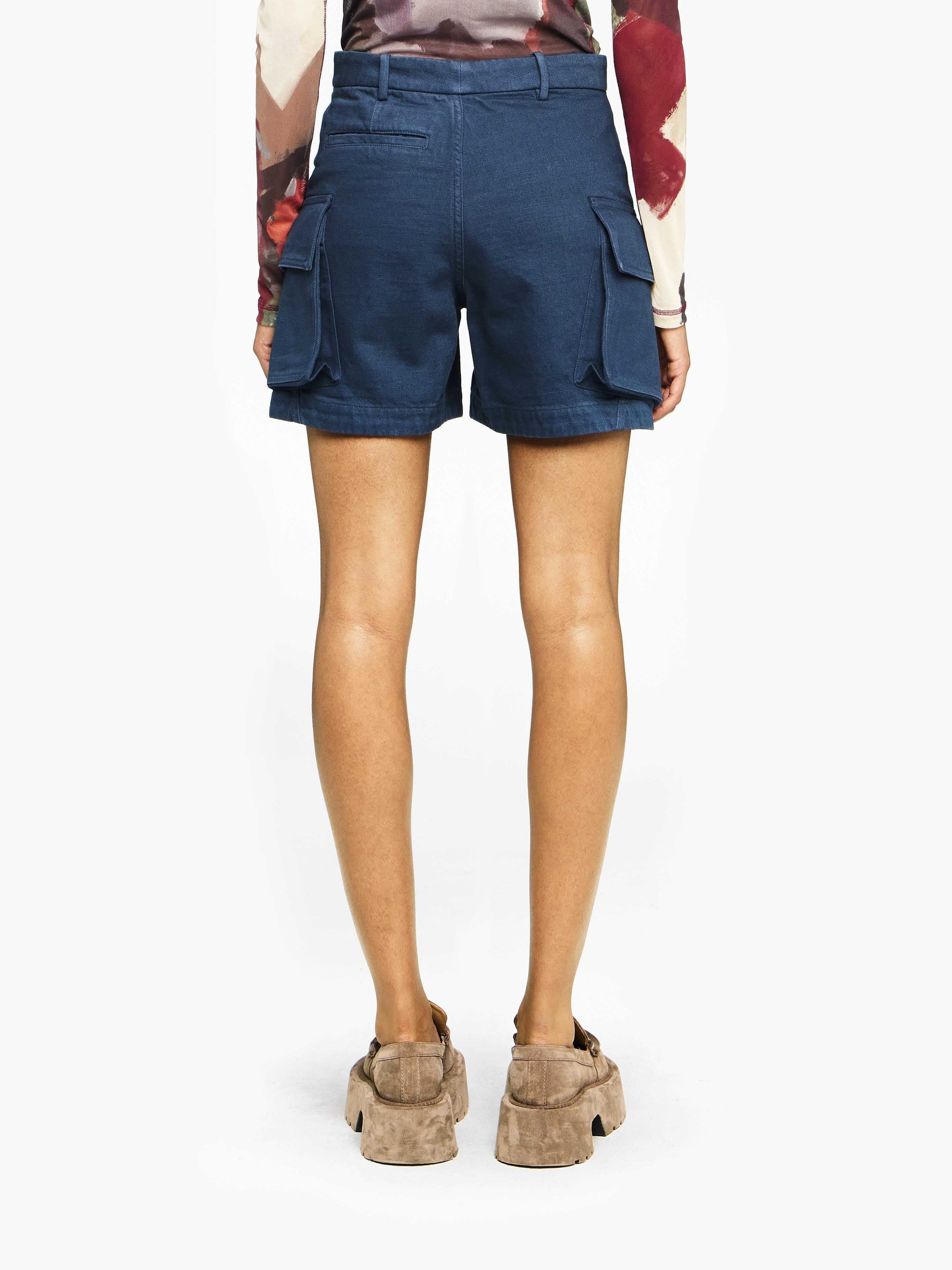 HIGH-WAISTED CARGO TWILL SHORTS