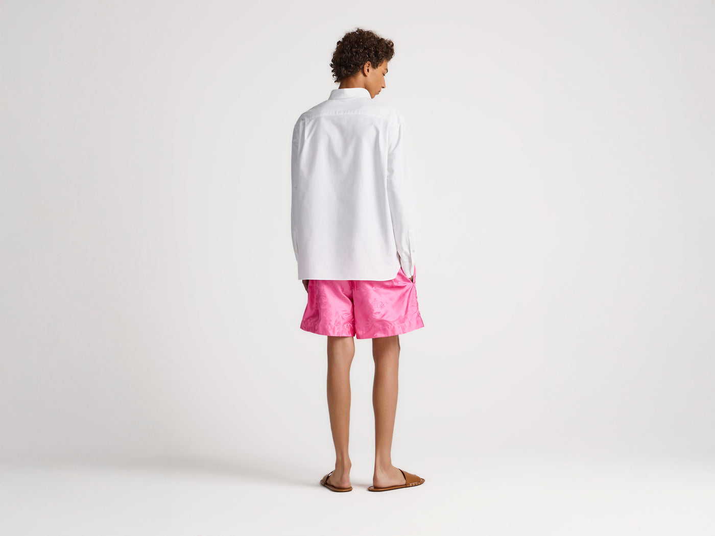 MENS DAMASK WOVEN SHORTS IN CAMELLIA