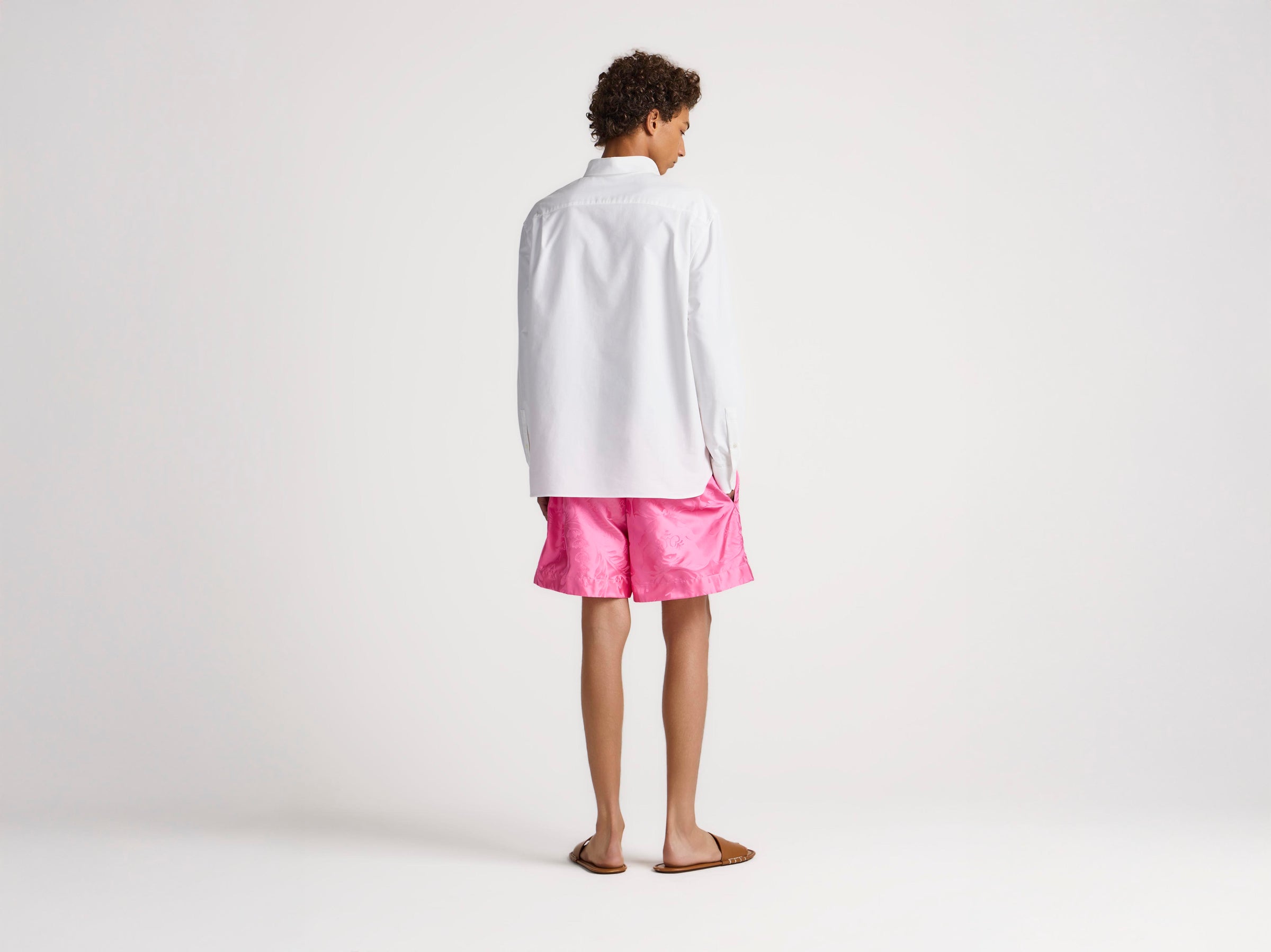 MENS DAMASK WOVEN SHORTS IN CAMELLIA