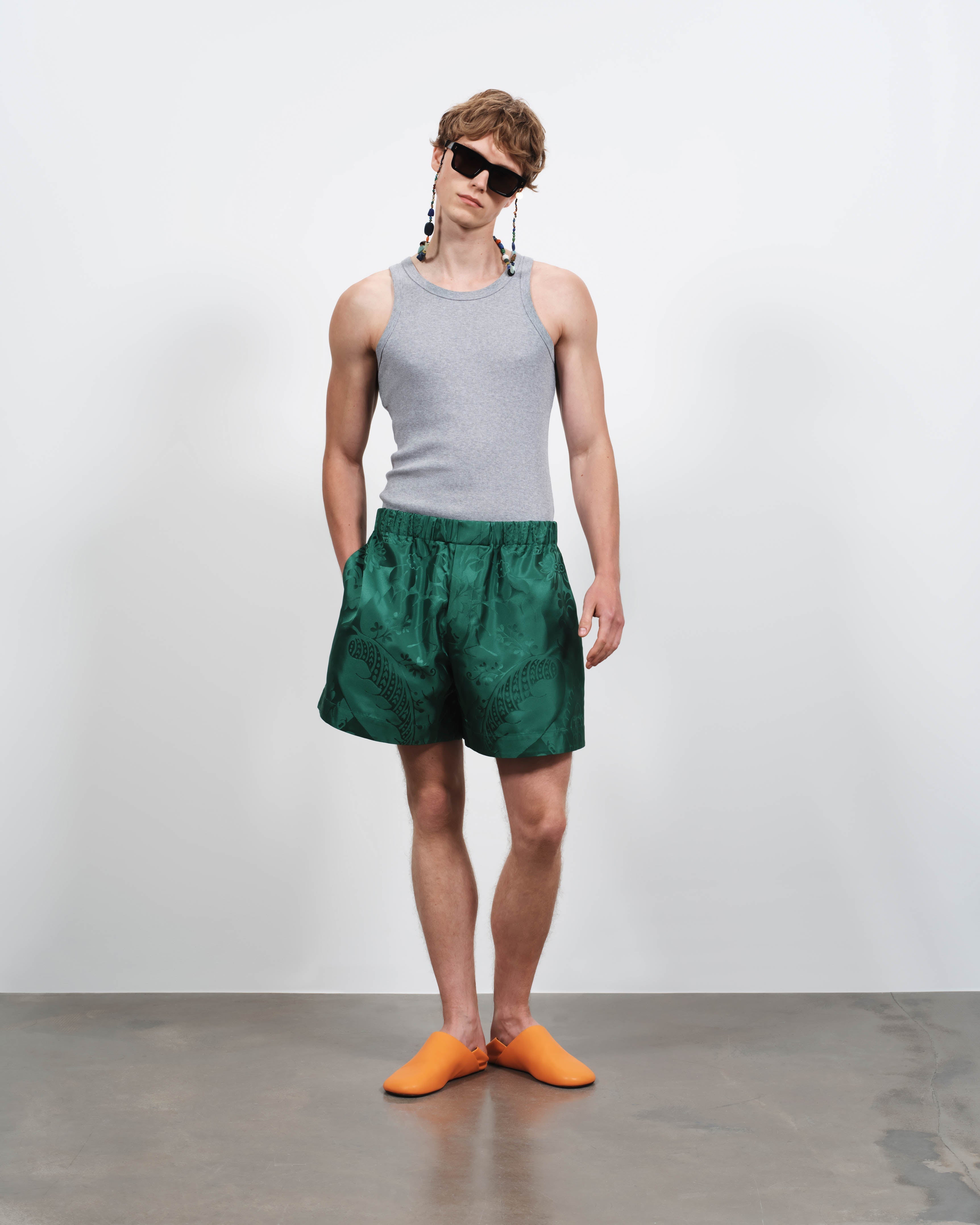 MENS DAMASK WOVEN SHORTS IN EMERALD in EMERALD SR0127PG1888540XS