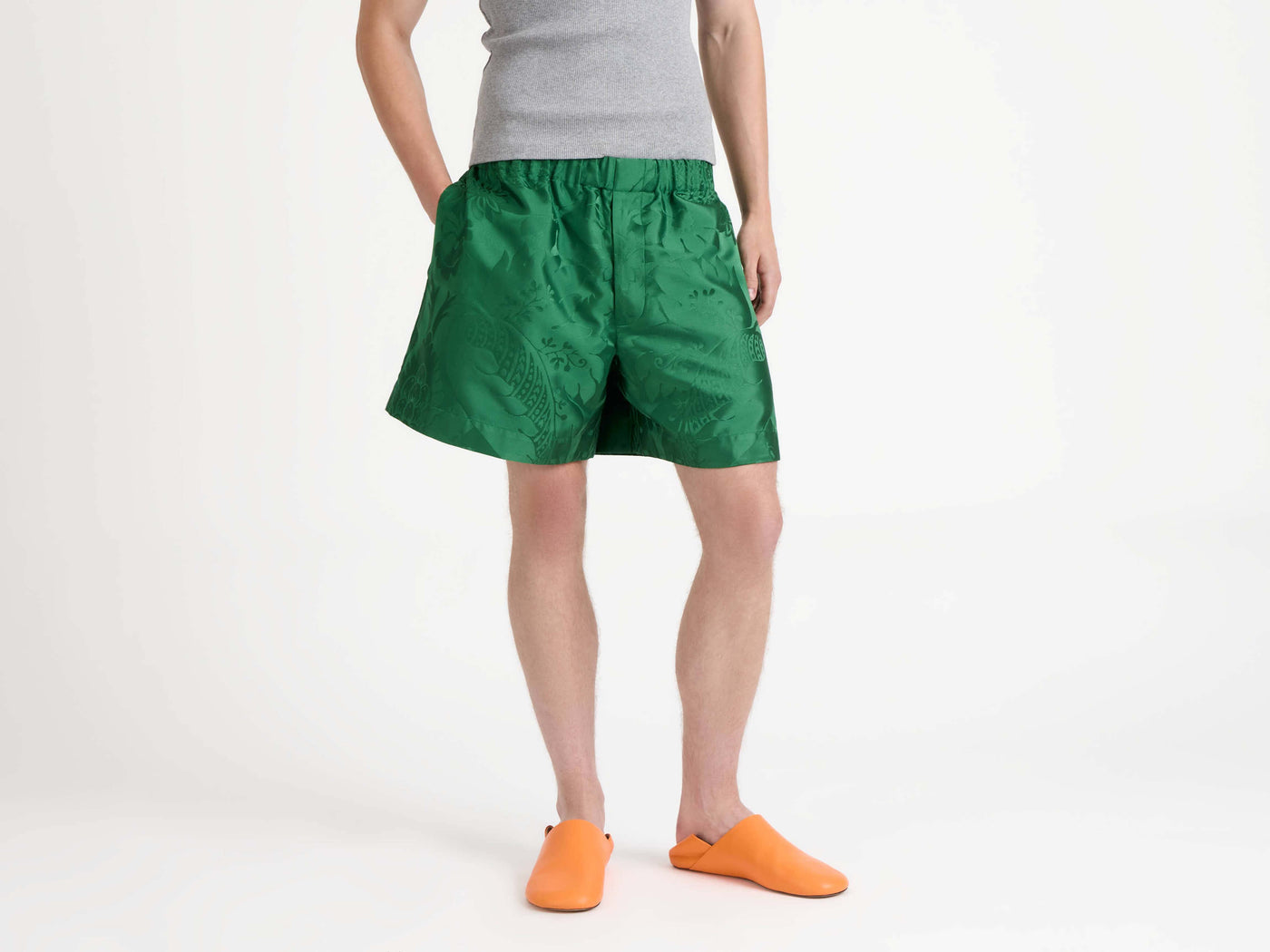 drawstring shorts emerald Model Front 7
