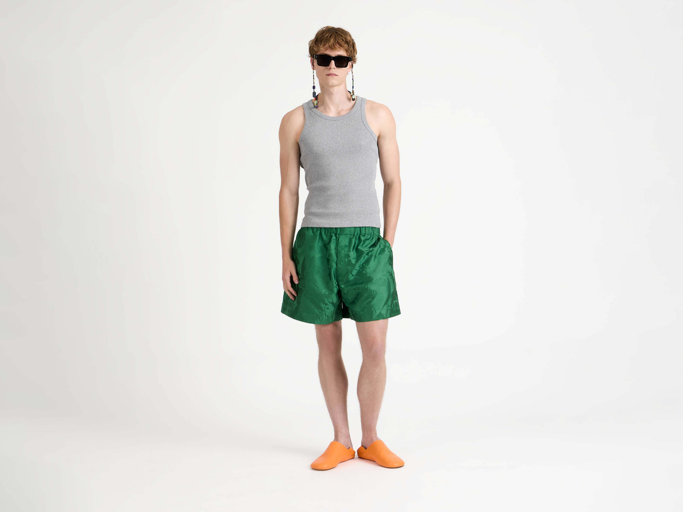 drawstring shorts emerald Model Front 5