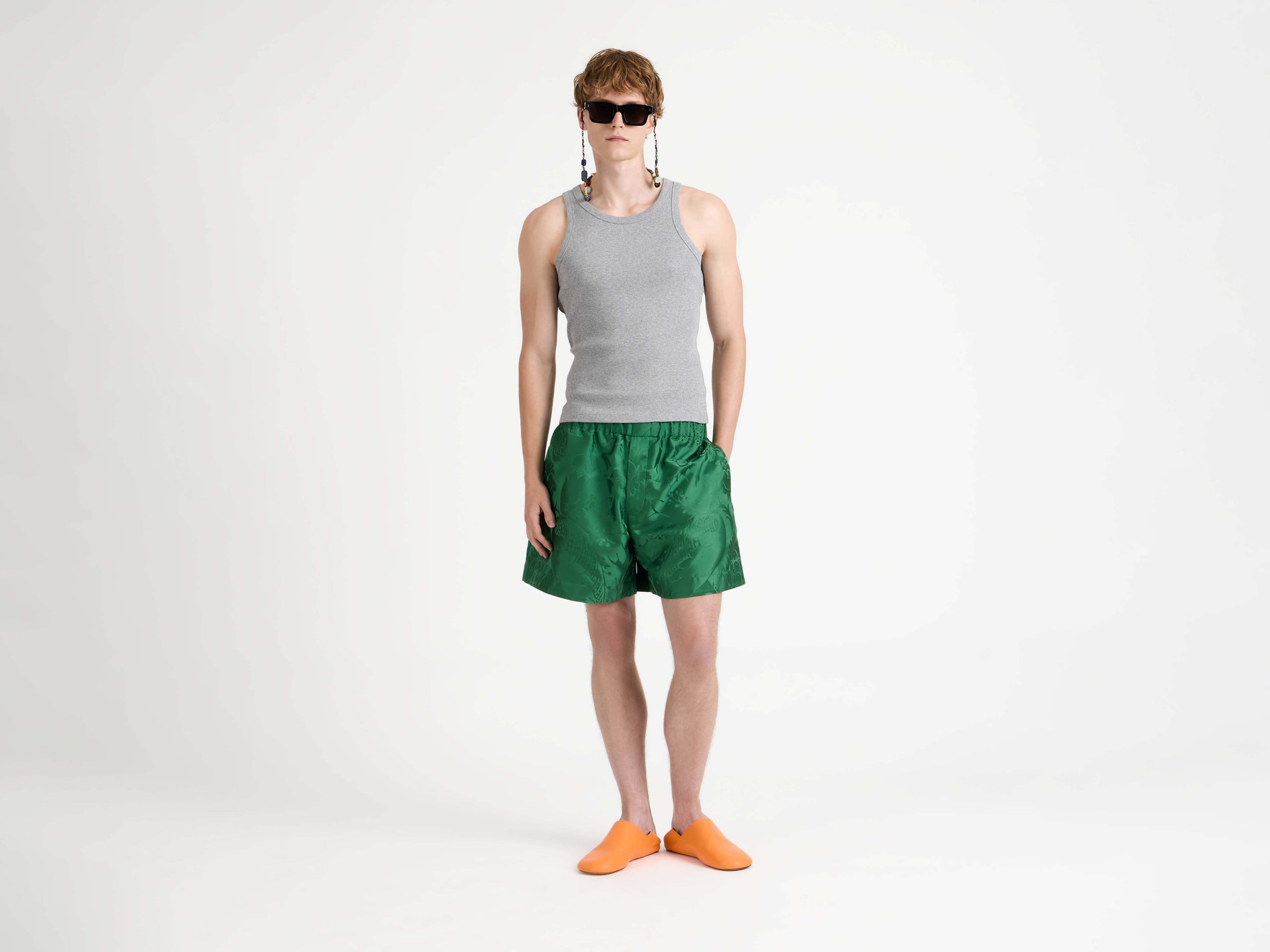 drawstring shorts emerald Model Front 5
