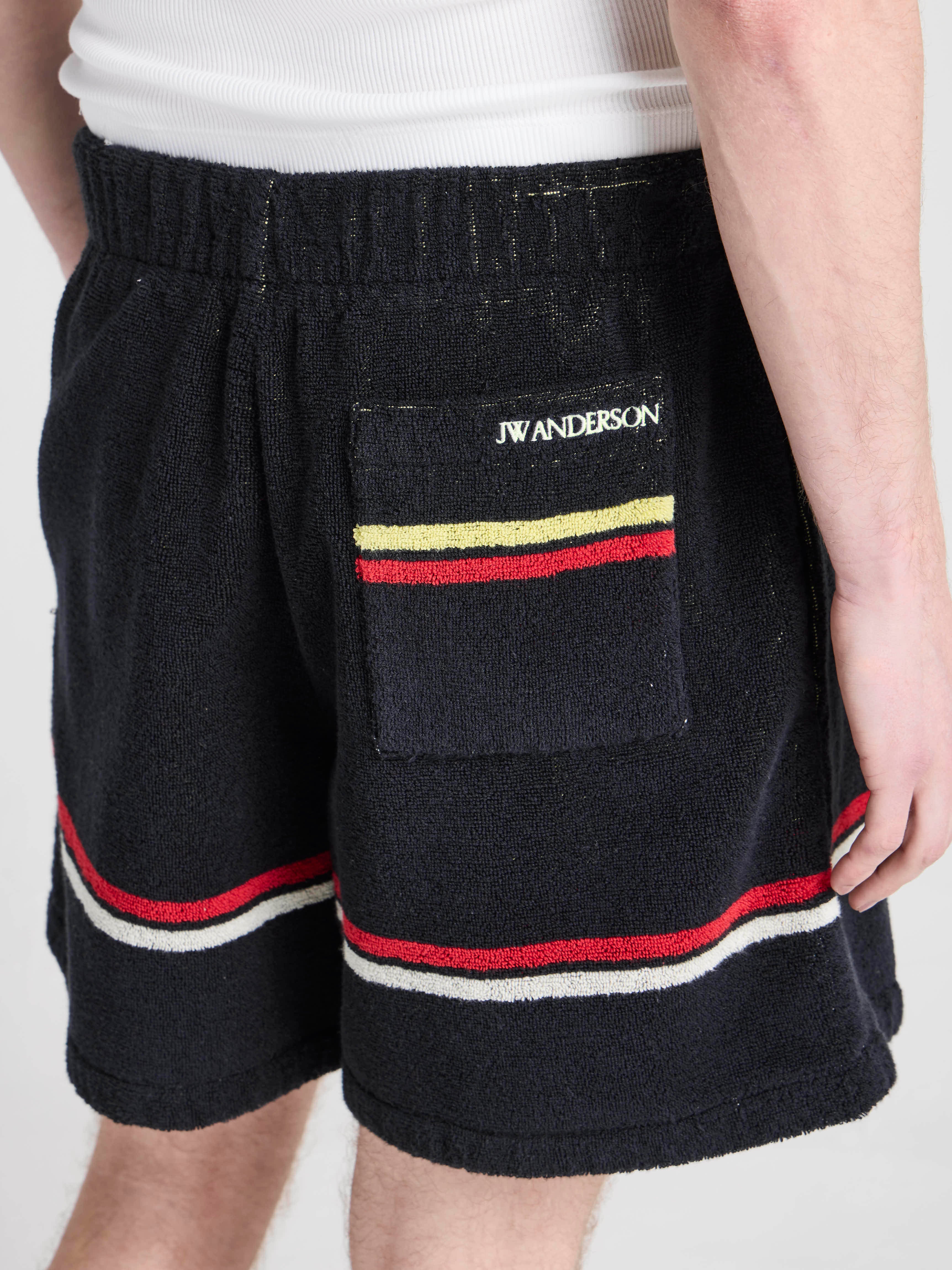 Unisex JW ANDERSON X GUINNESS TOWELLING SHORTS IN BLACK in BLACK