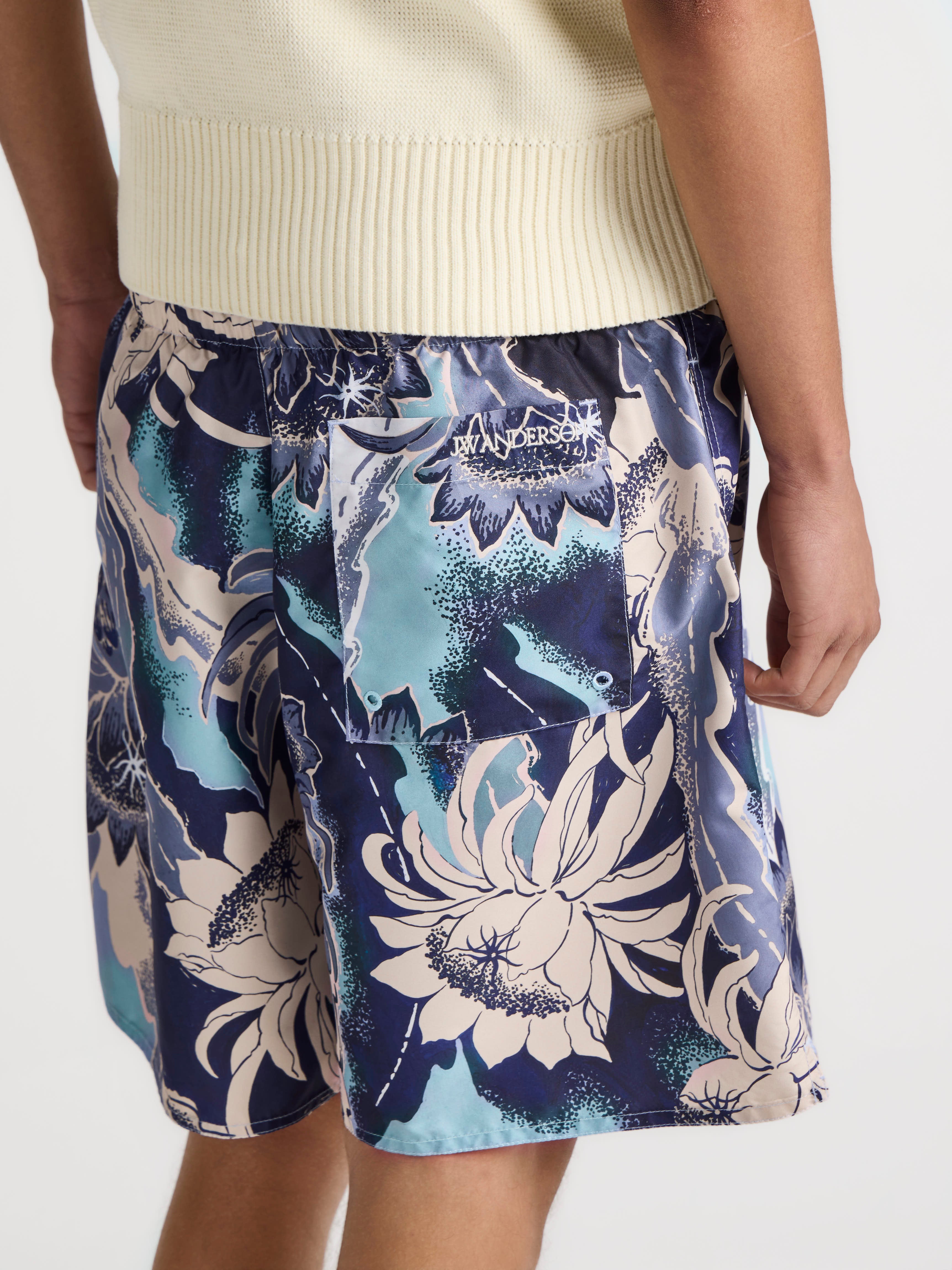 MENS HAWAIIAN PRINT SWIM SHORTS IN SAPPHIRE in SAPPHIRE