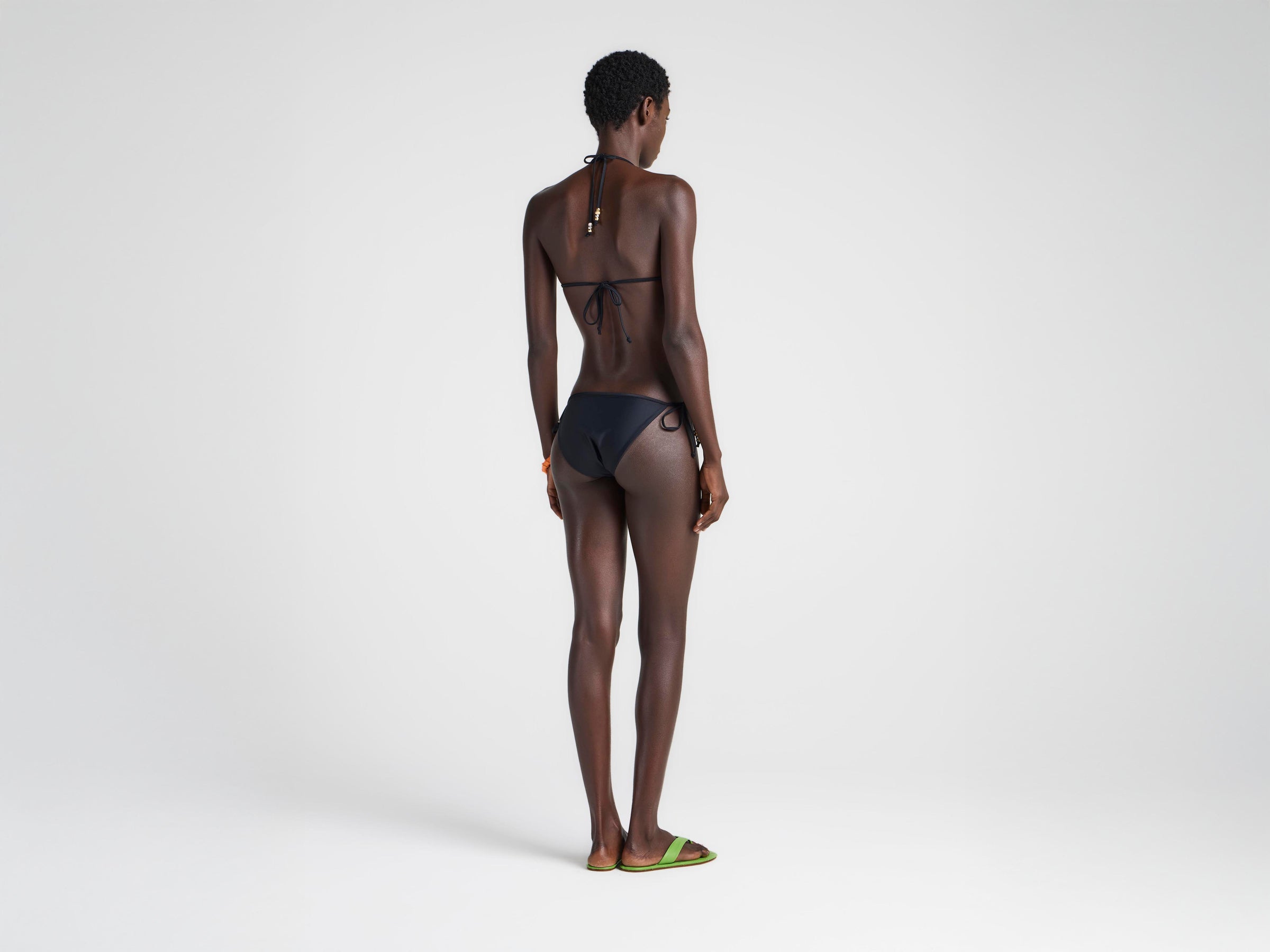 WOMENS BIKINI TOP IN BLACK & ORANGE