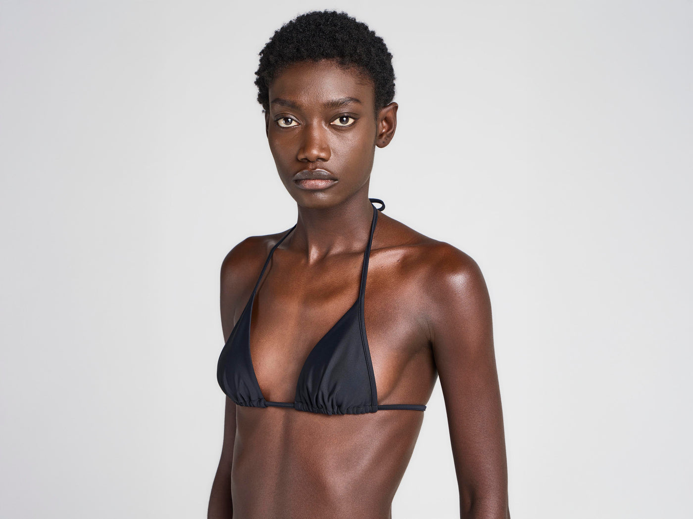 WOMENS BIKINI TOP IN BLACK & ORANGE