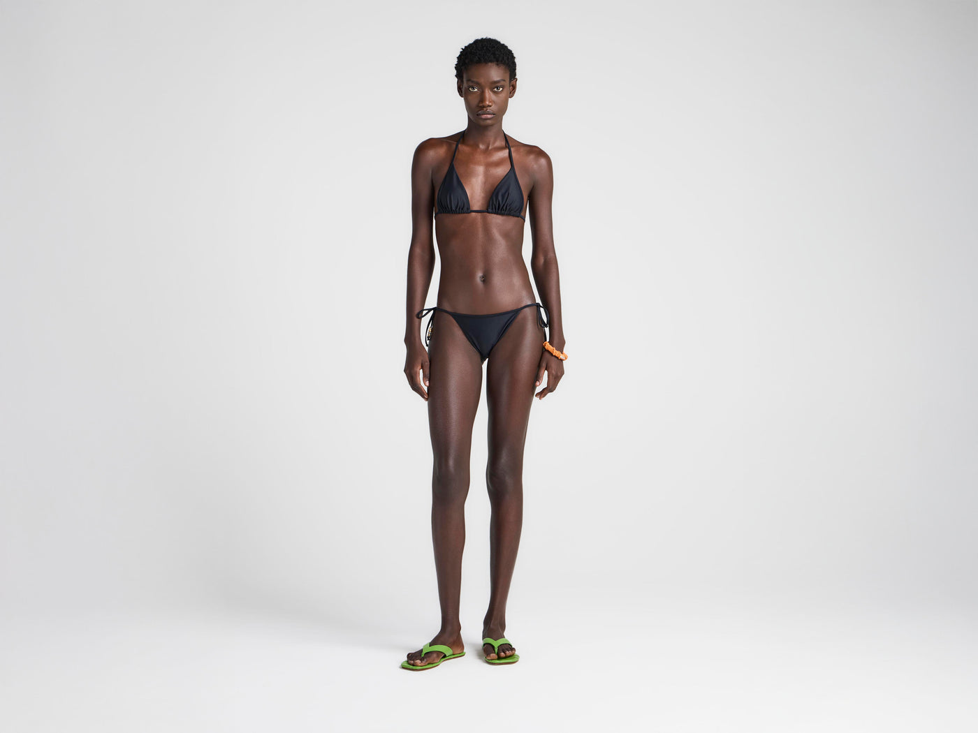 WOMENS BIKINI TOP IN BLACK & ORANGE