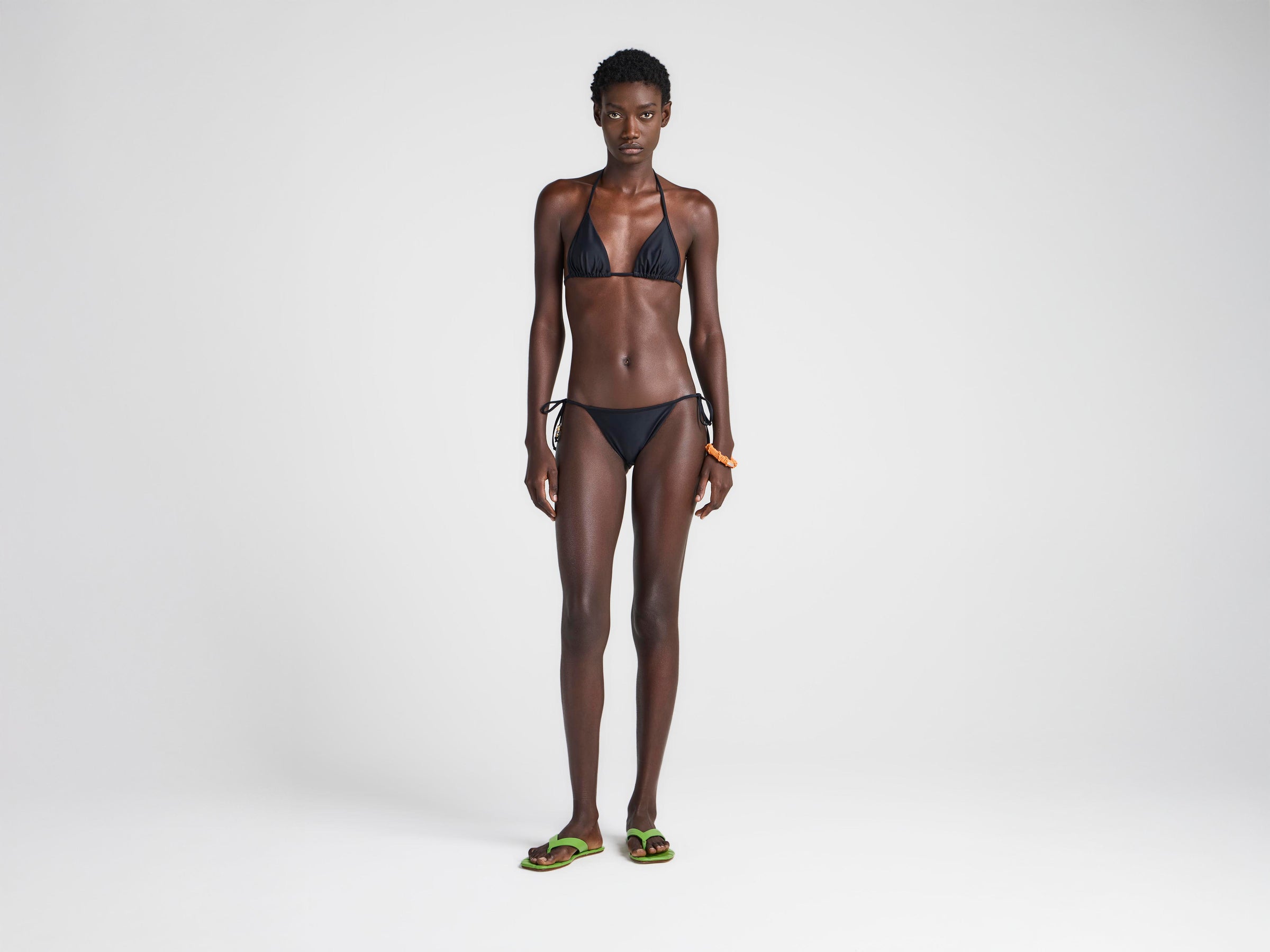 WOMENS BIKINI TOP IN BLACK & ORANGE