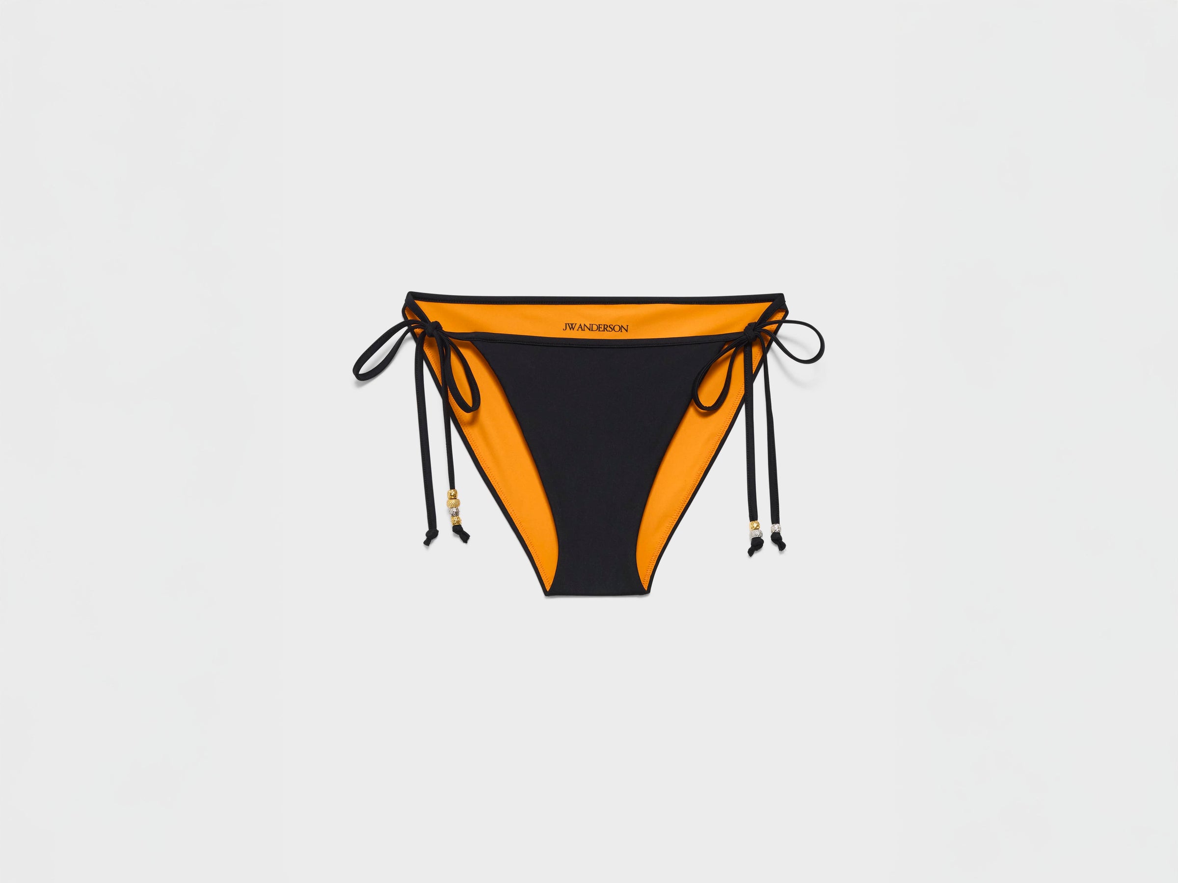 WOMENS SIDE TIE BIKINI BRIEFS IN BLACK & ORANGE