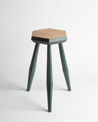 Sussex Oak Hexagon Milking Stool in Green