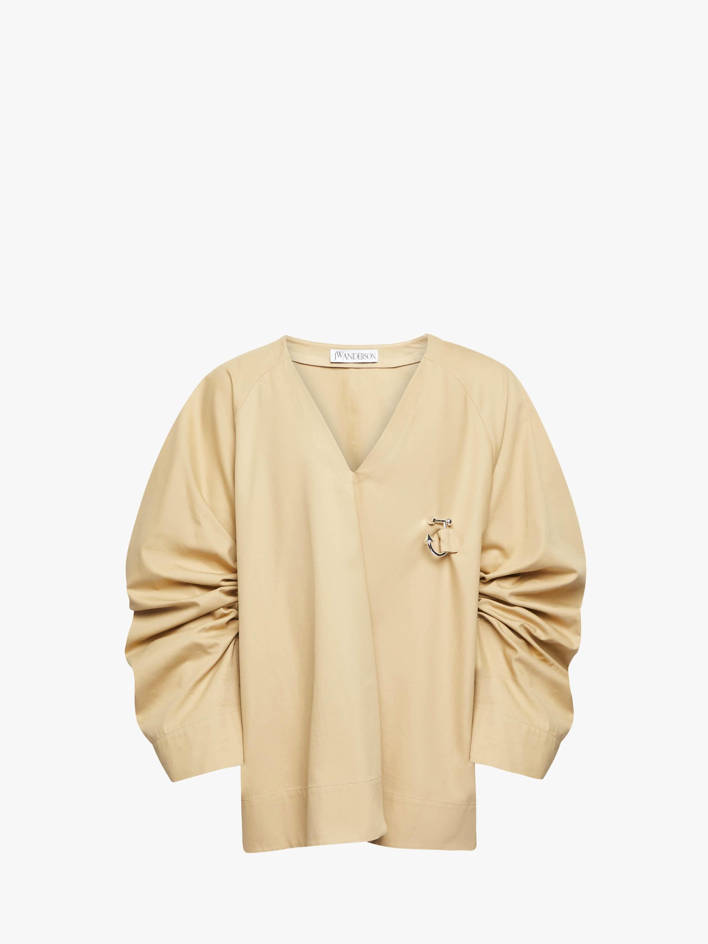 CL_GATHERED SLEEVE V NECK TOP - NAVY_TP0348PG1713