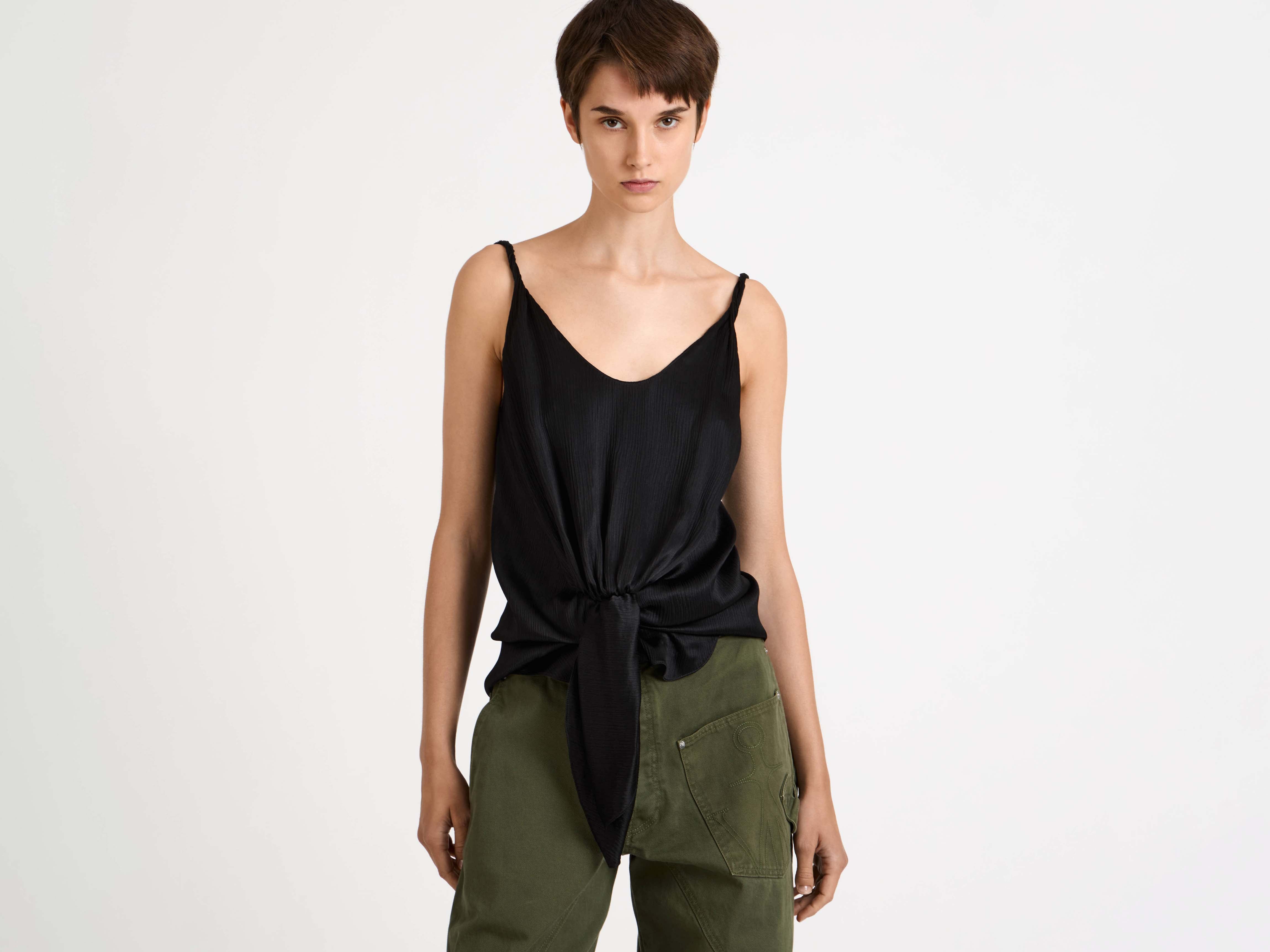 WOMENS KNOTTED WAIST CAMI TOP IN BLACK in BLACK TP0365PG189799904