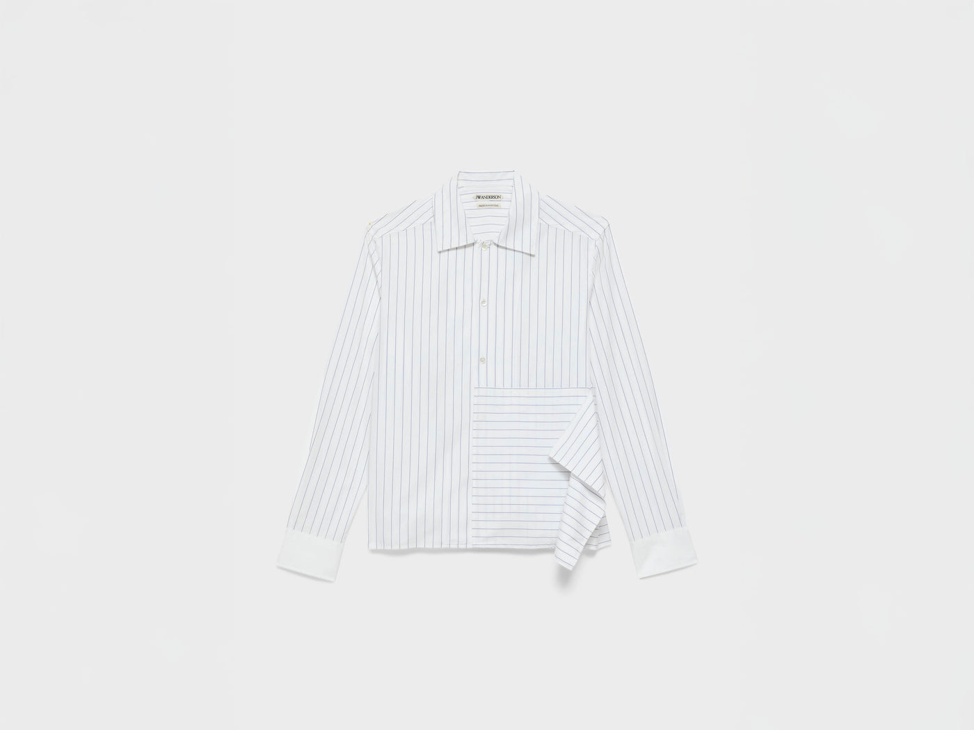 WOMENS ASYMMETRIC DRAPED SHIRT IN WHITE & BLUE