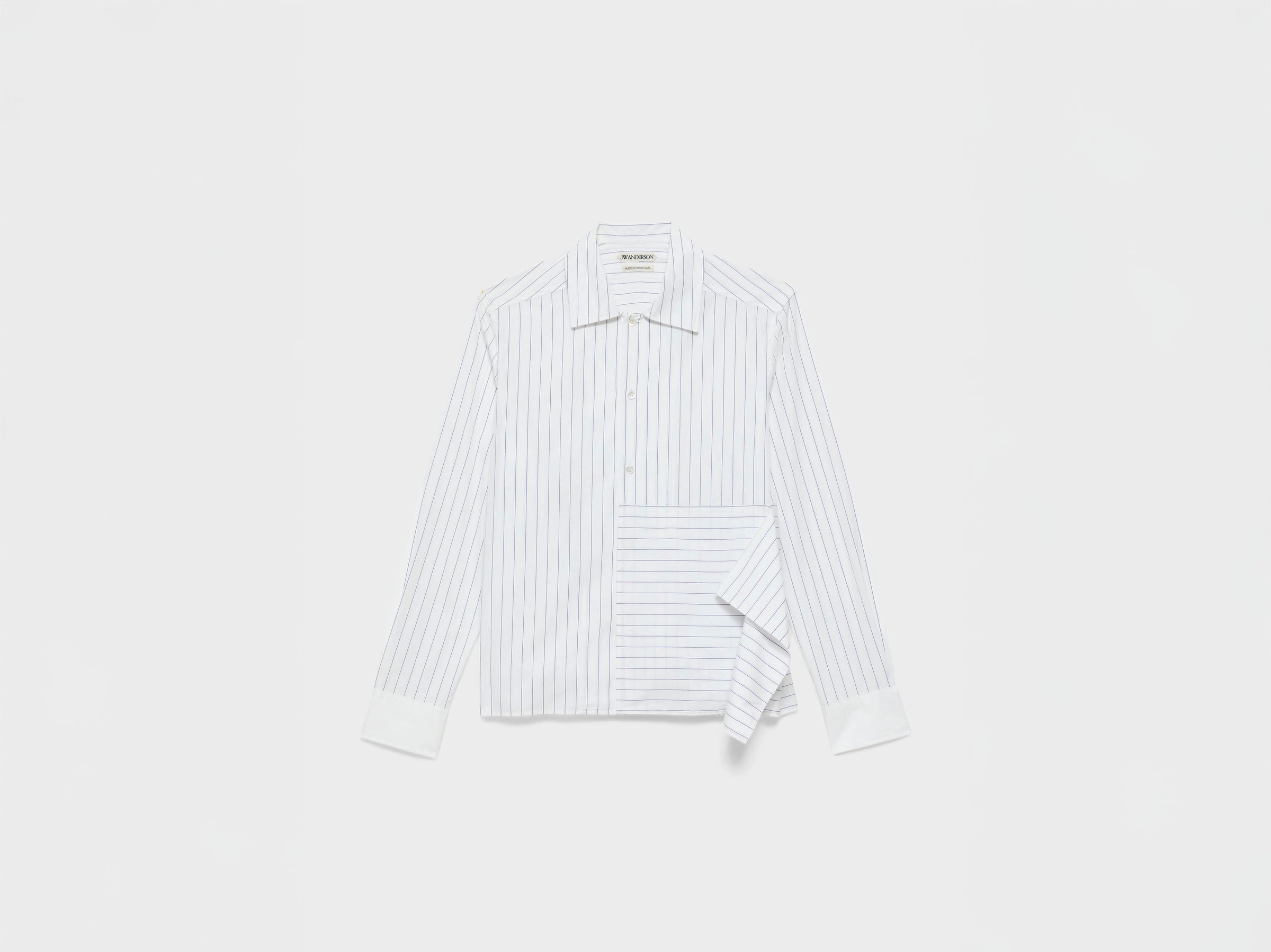 WOMENS ASYMMETRIC DRAPED SHIRT IN WHITE & BLUE