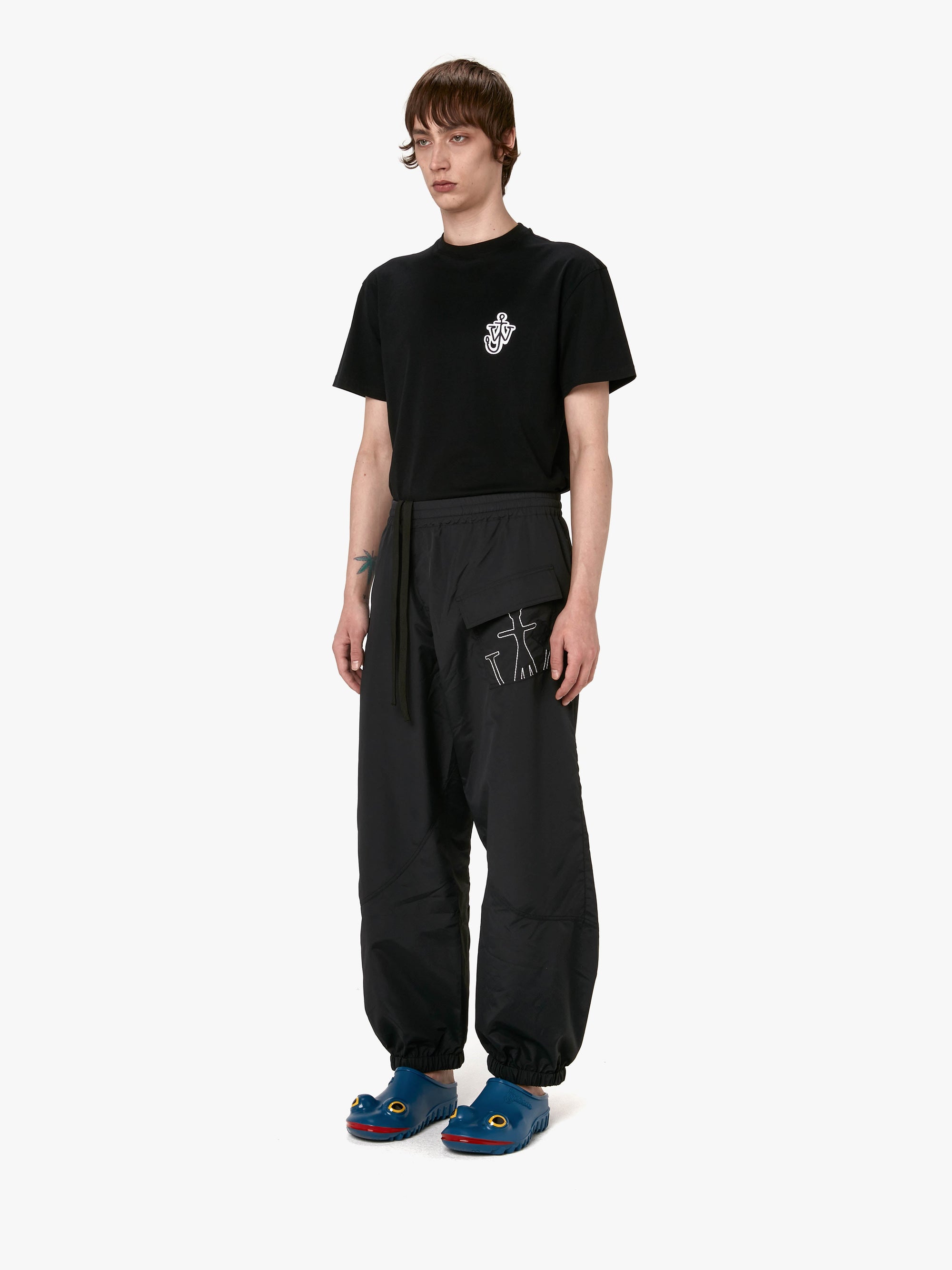 TWISTED JOGGERS WITH ANCHOR LOGO EMBROIDERY