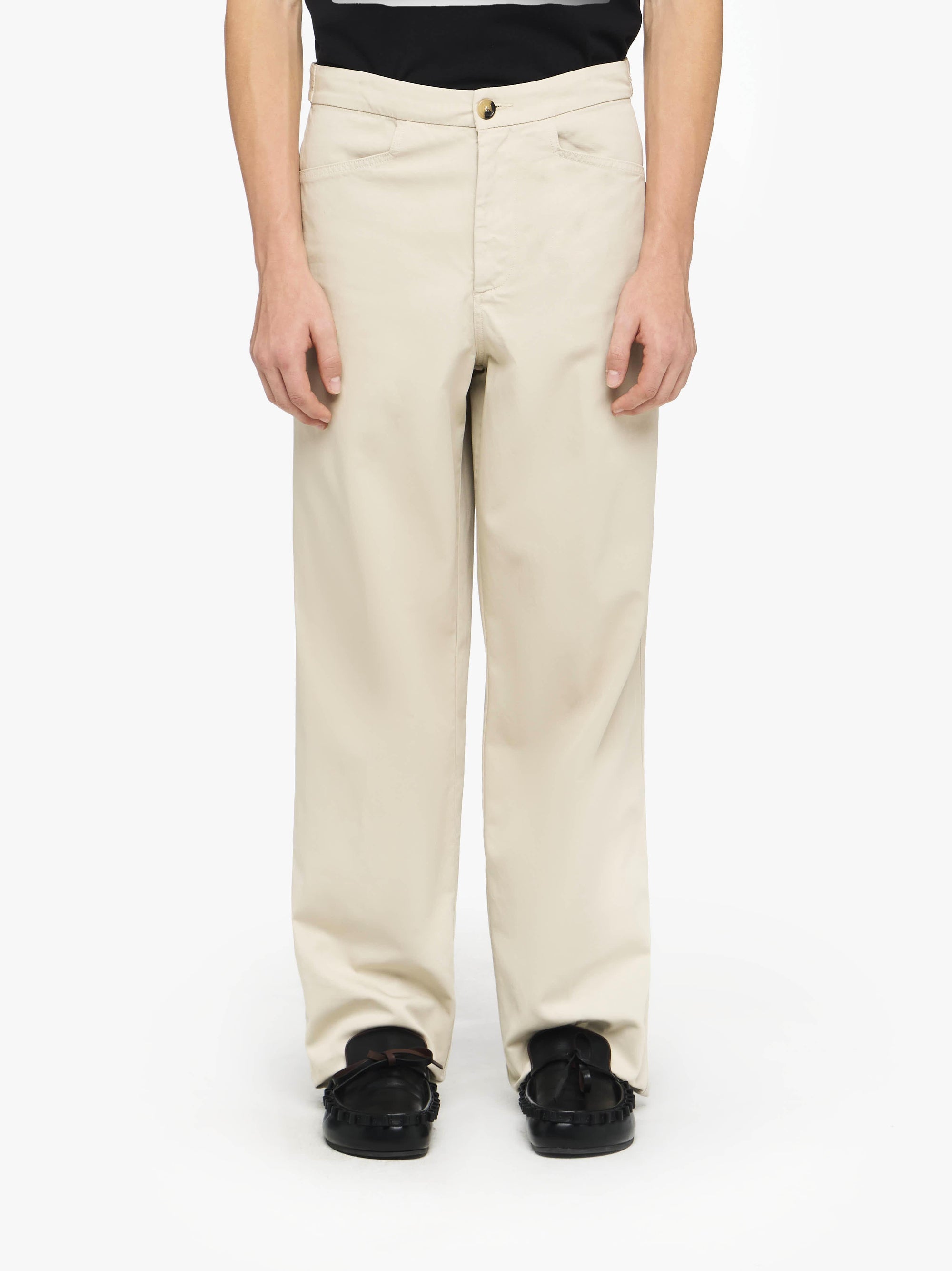 STRAIGHT LEG TROUSERS WITH BUTTON DETAIL